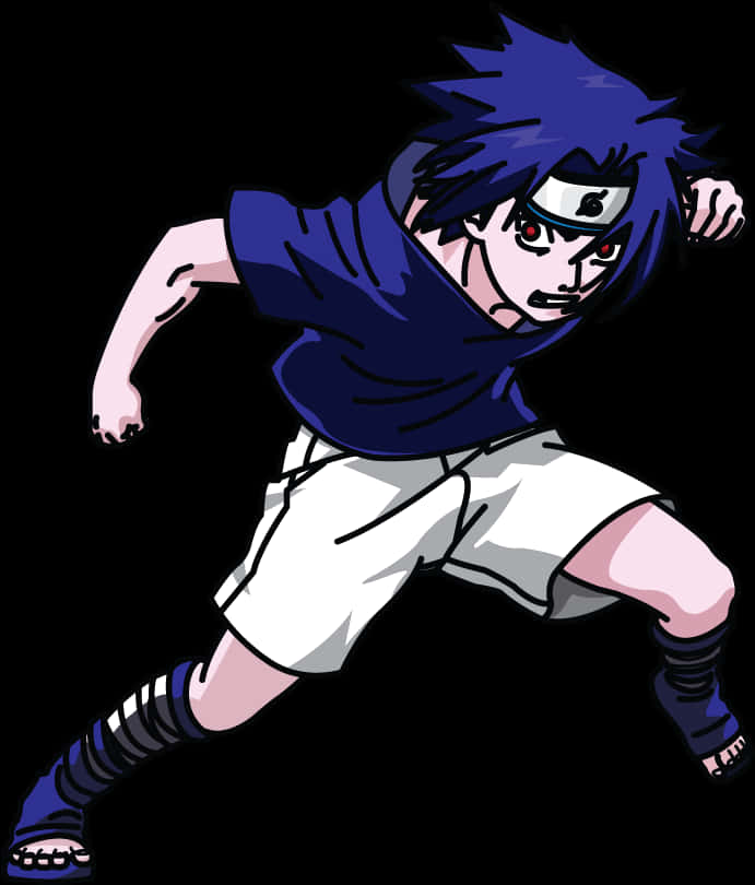 Sasuke Ninja Animado en Pose de Acción Fondos de pantalla