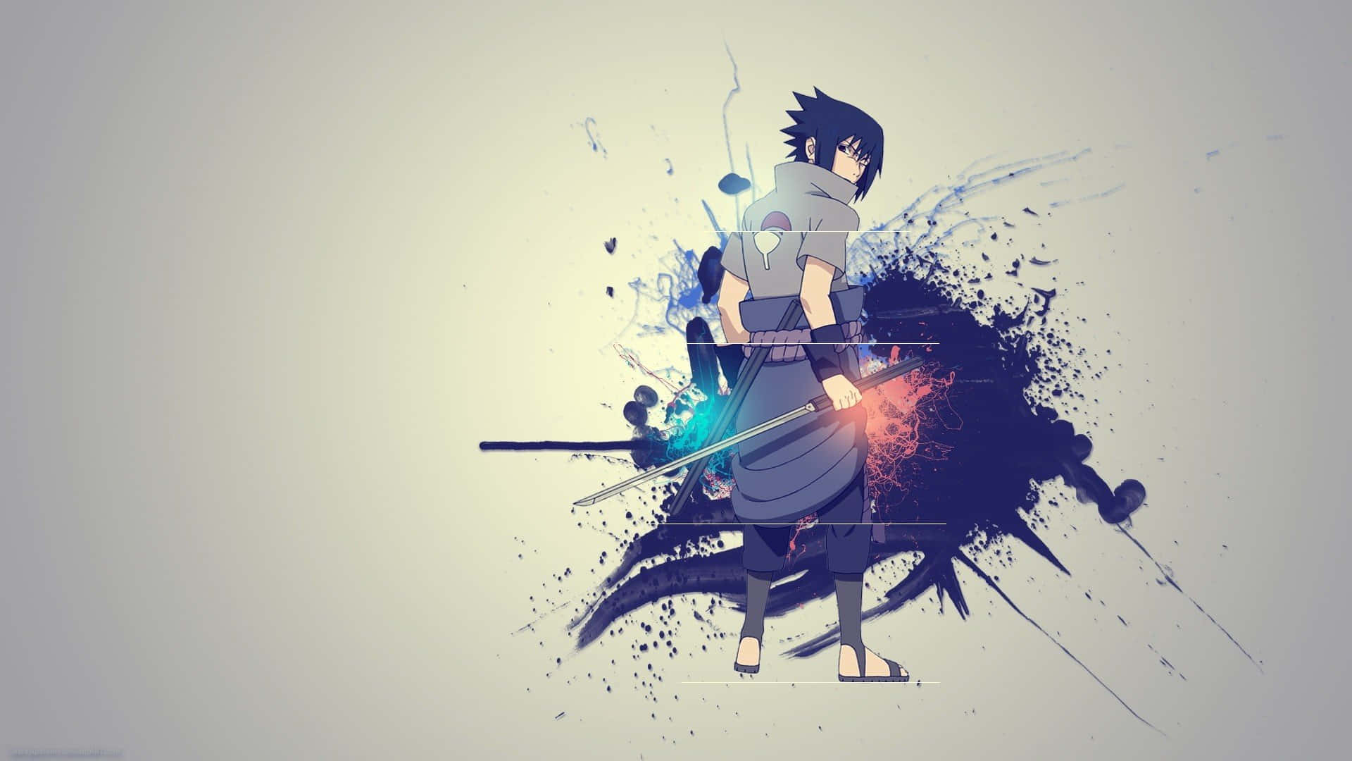 Sasuke Uchiha listo para la batalla con su Sharingan Fondos de pantalla