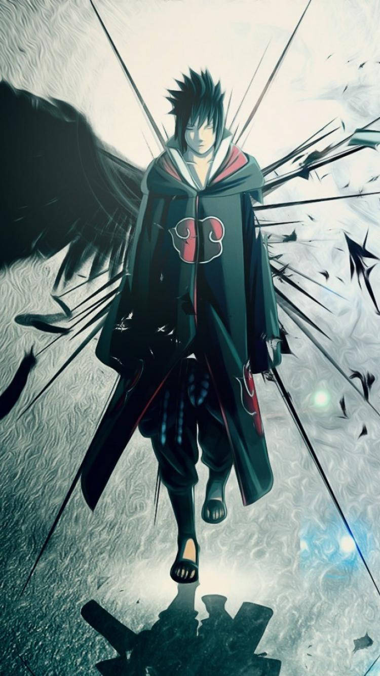 Fondo de pantalla de Sasuke Uchiha vistiendo la túnica de Akatsuki.