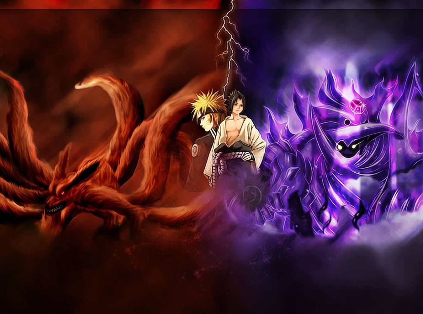 Sasuke y los Nueve Bestias de Cola de Naruto Fondos de pantalla
