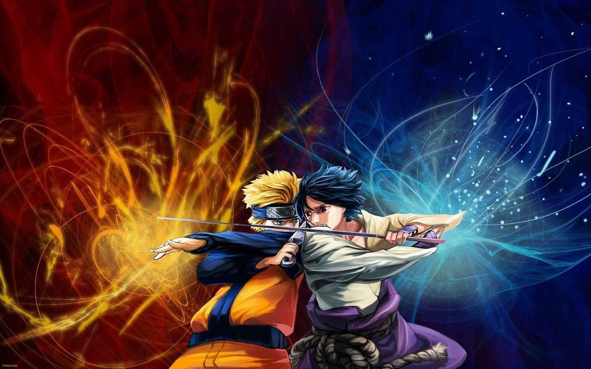 Sasuke y Naruto peleando iPad