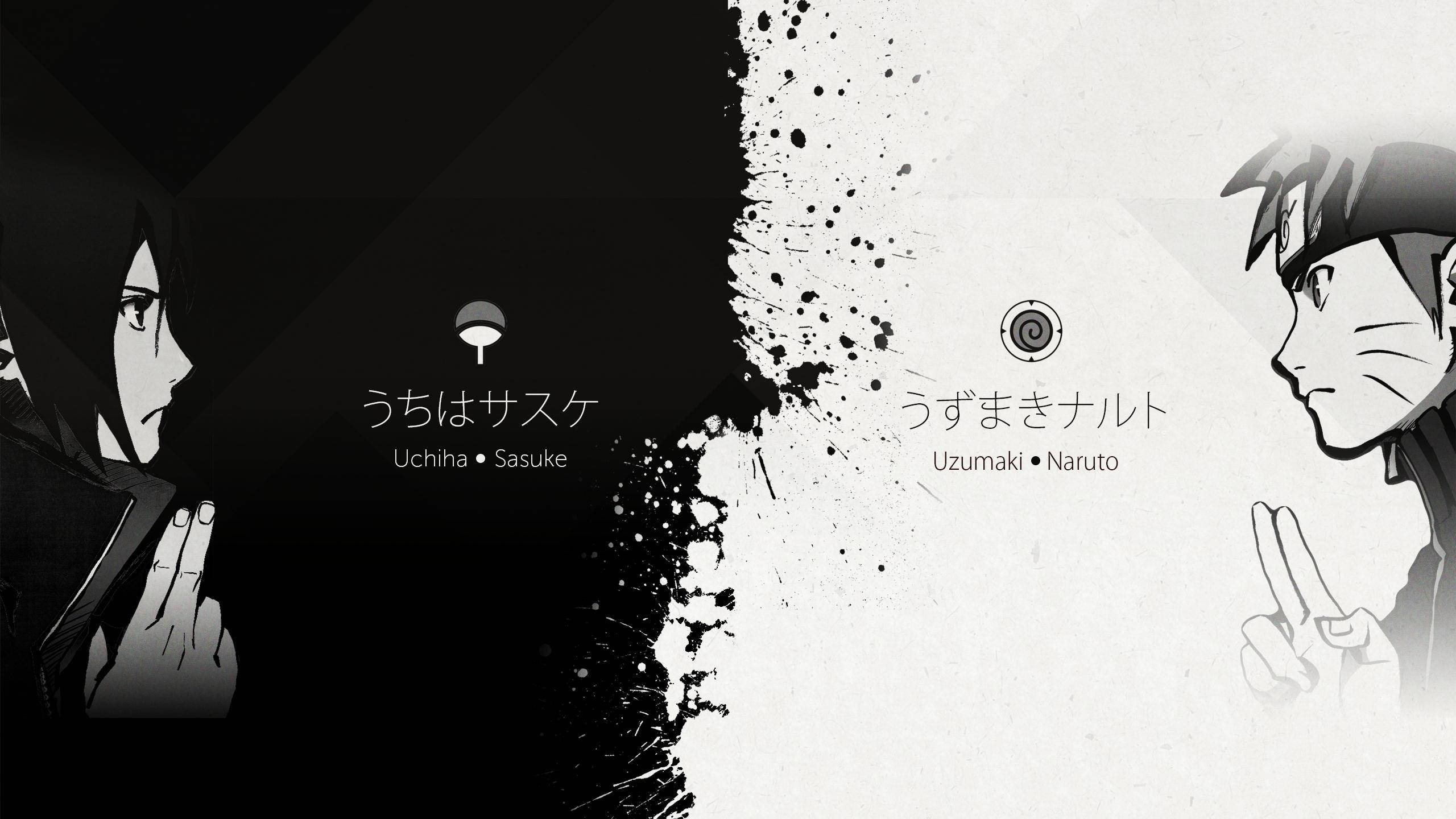 Sasuke y Naruto Estéticos en Blanco y Negro Fondos de pantalla