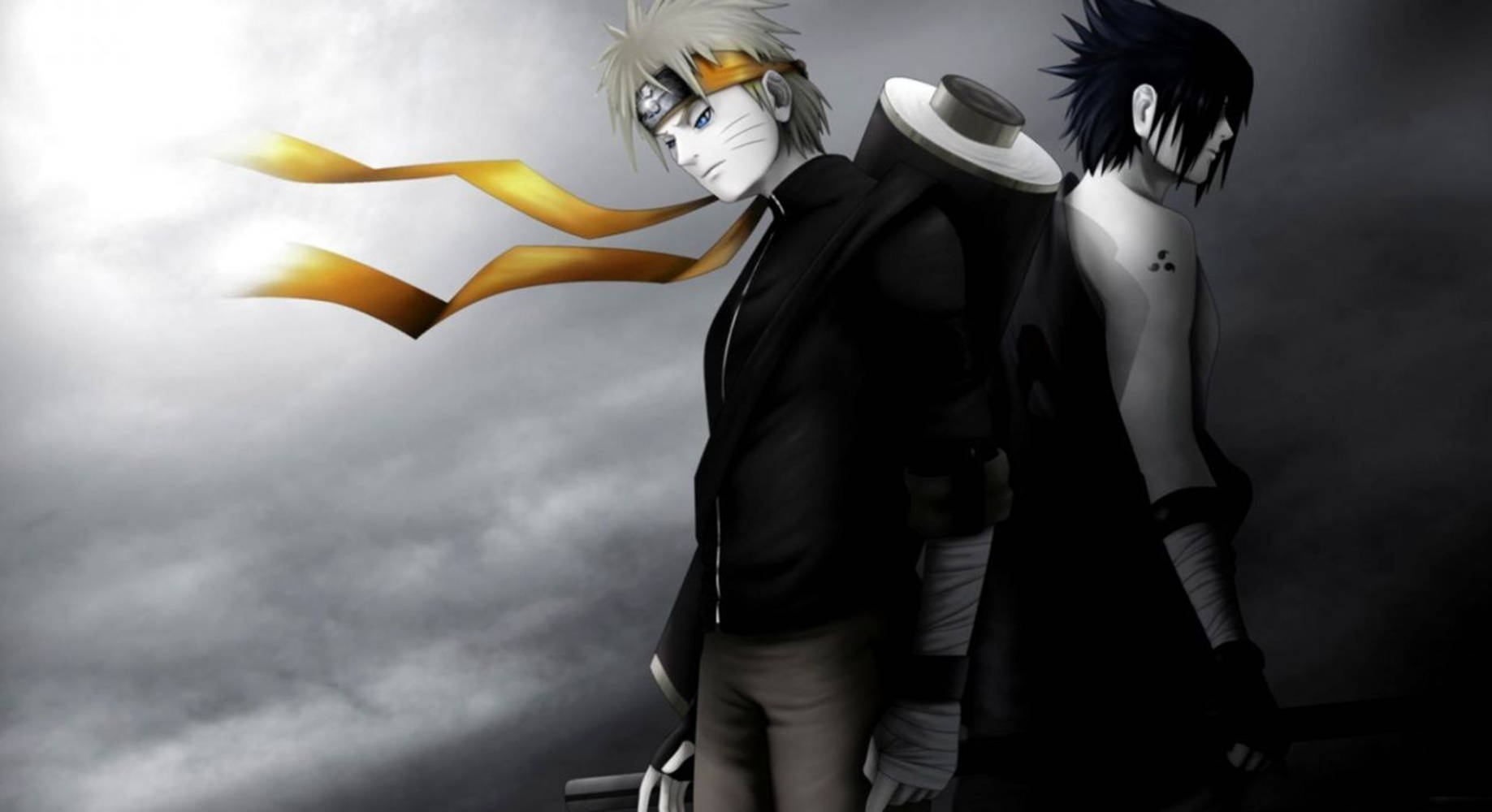 Sasuke y Naruto Sombríos en Negro Fondos de pantalla