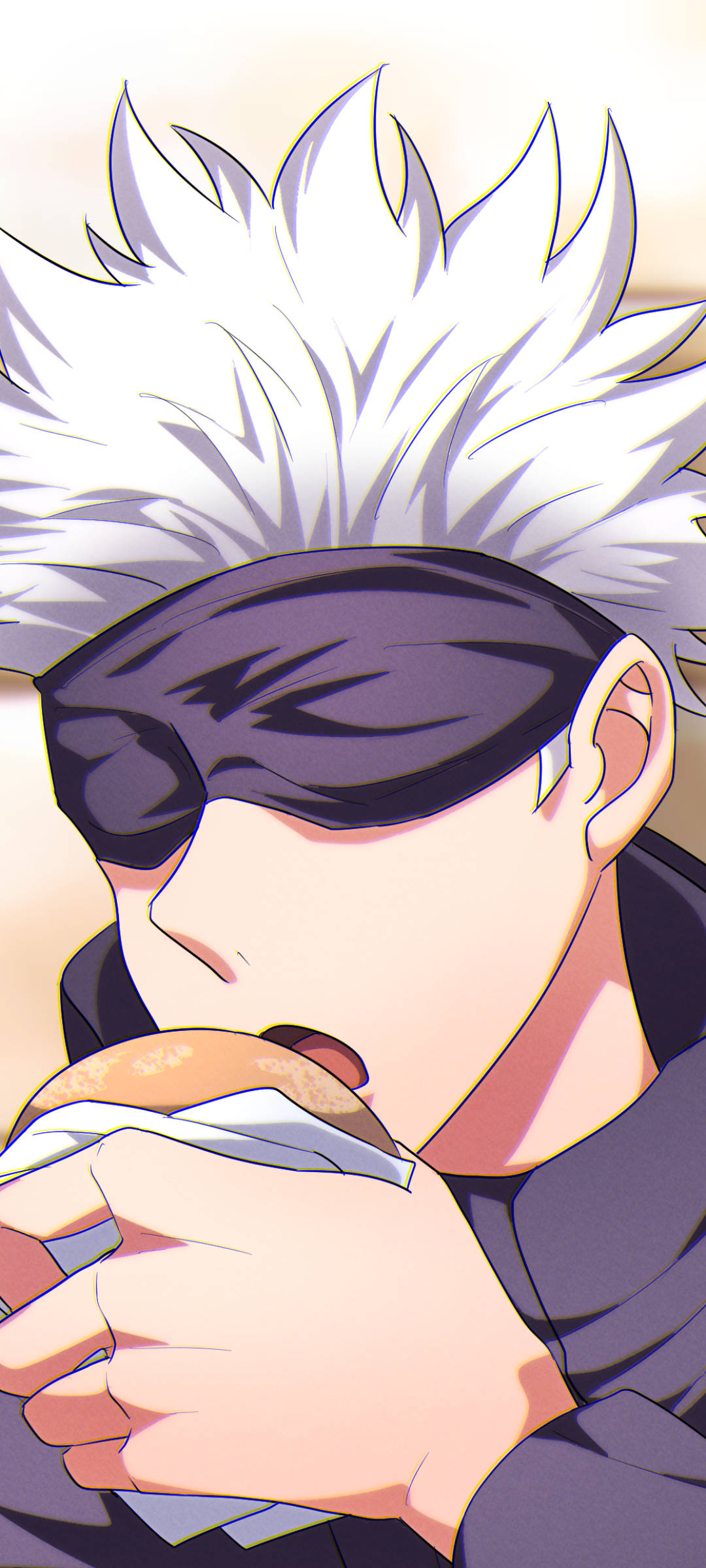 Satoru Gojo tierno comiendo un pan Jujutsu Kaisen Phone Fondos de pantalla