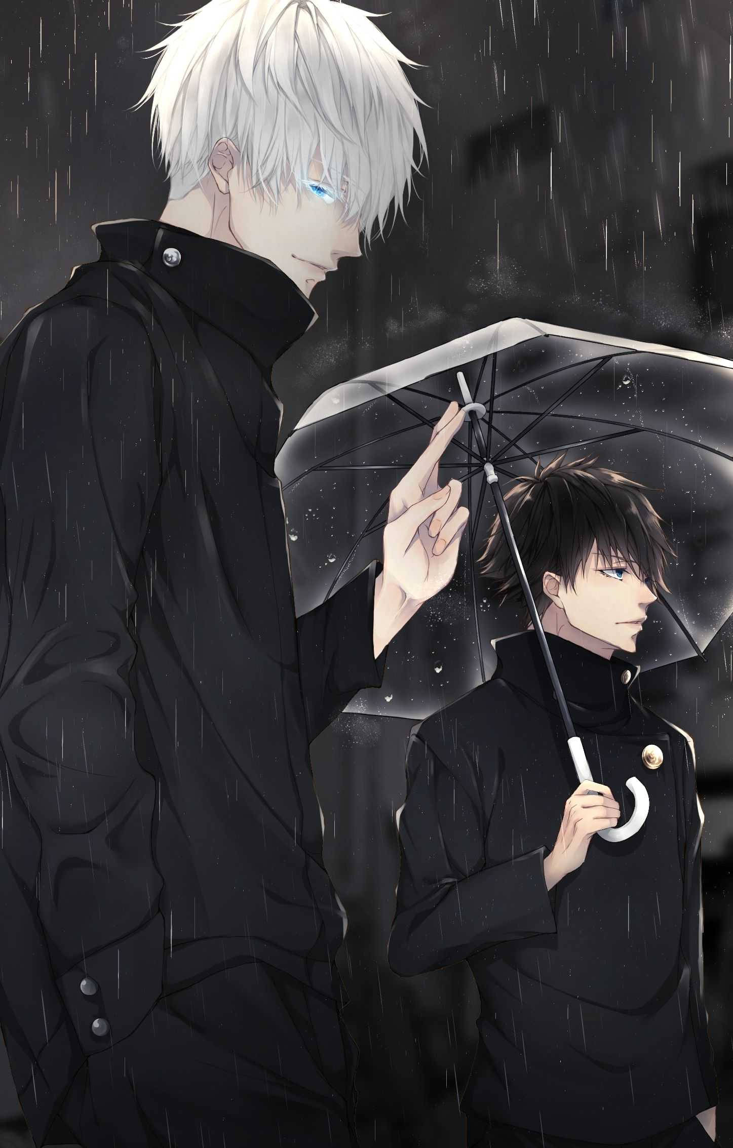 Satoru Y Megumi Jujutsu Kaisen Teléfono Oscuro Lluvioso Fondos de pantalla