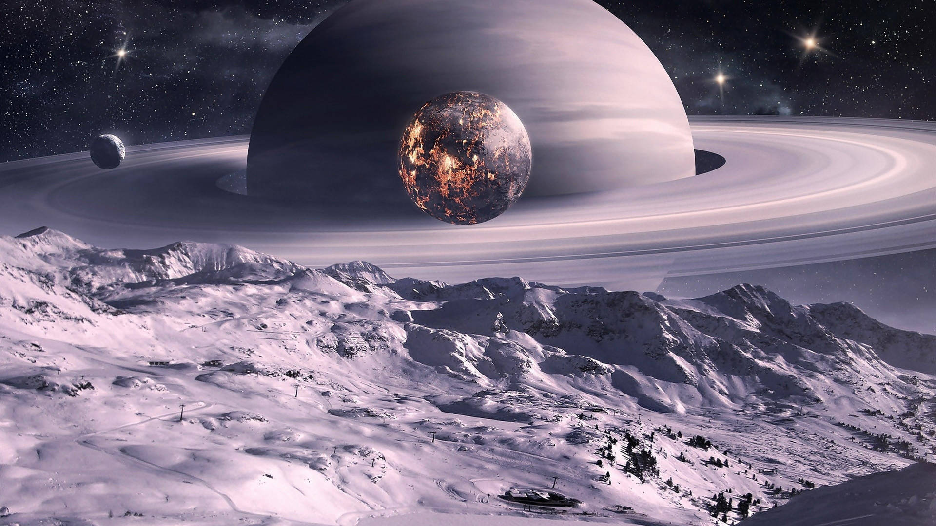 Saturno blanco 4K Fondos de pantalla