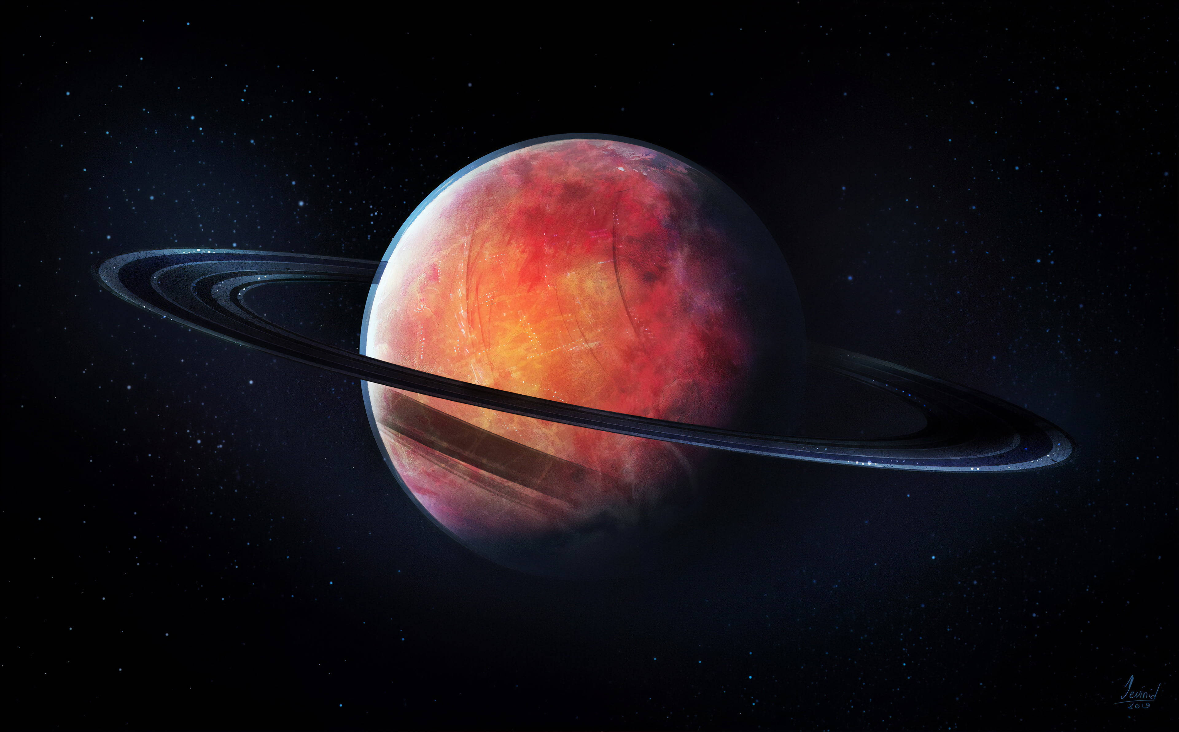 Saturno de Anillo Negro 4K Fondos de pantalla