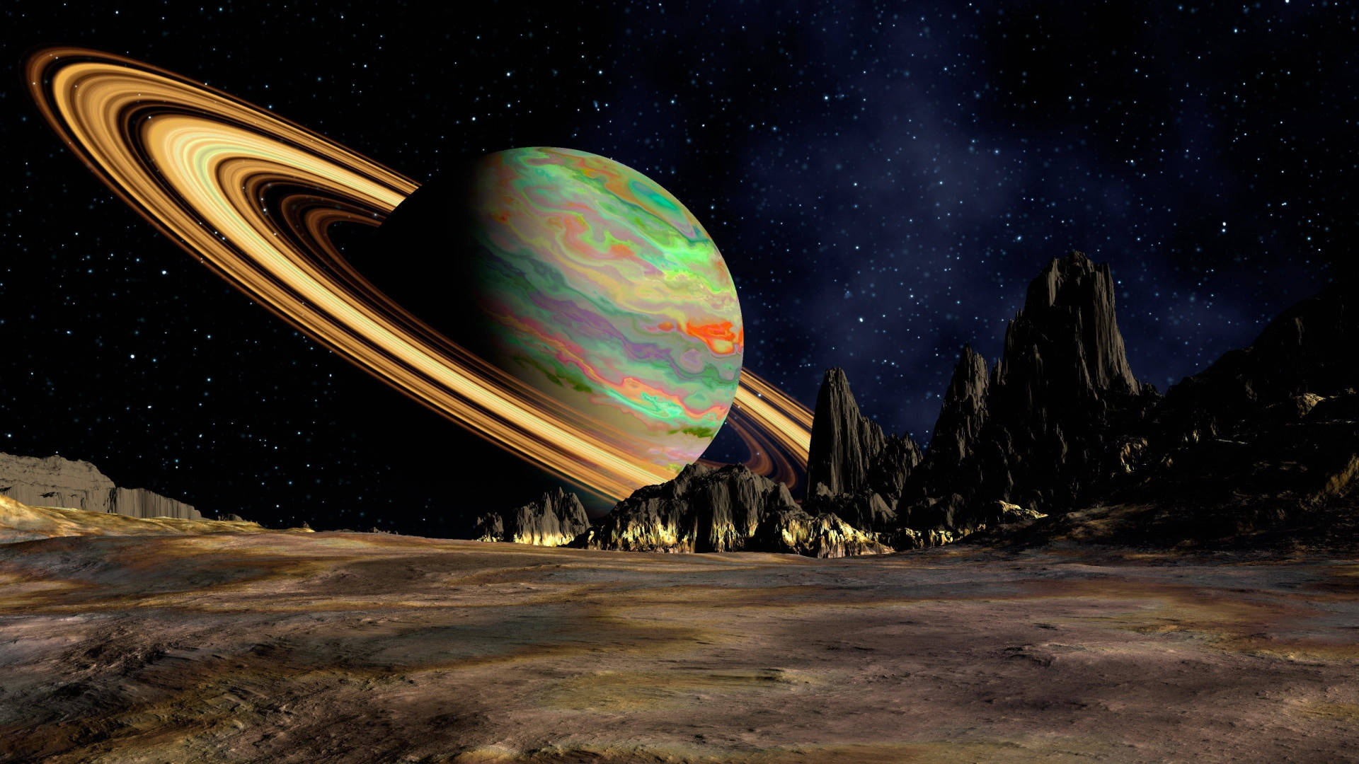Saturno multicolor 4K
