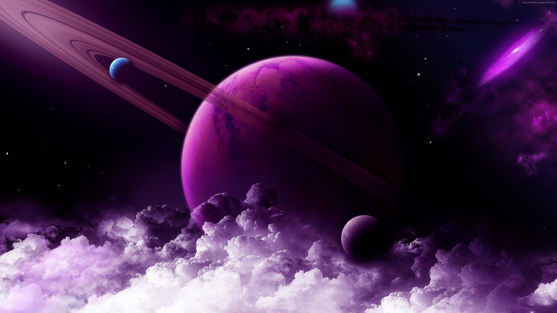 Saturno Púrpura Neón 4K