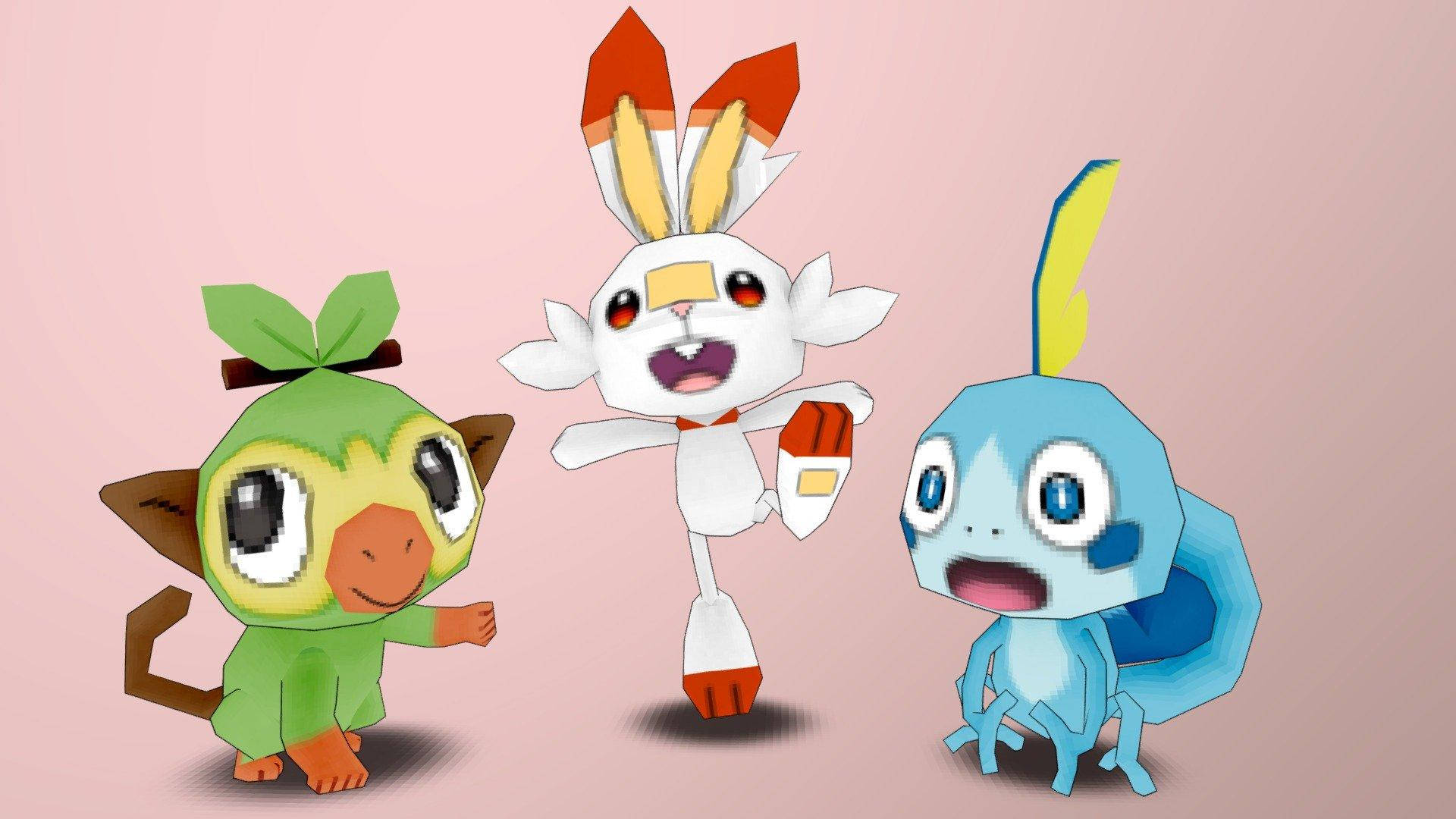 Scorbunny 3D y otros iniciales Fondos de pantalla