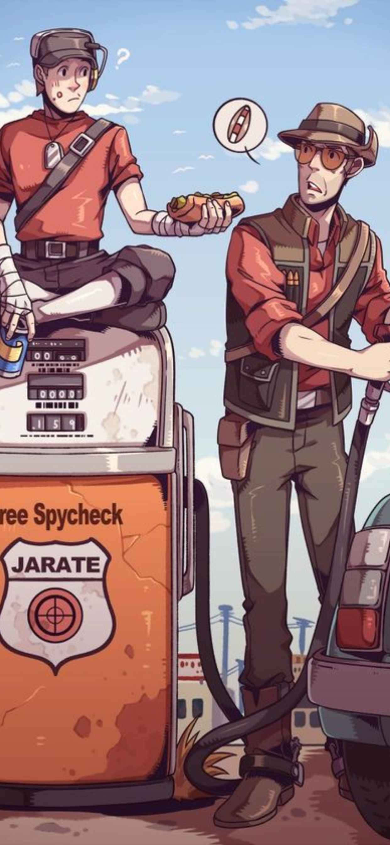 Scout y Sniper animados fondo para iPhone XS Max Team Fortress 2 Fondos de pantalla