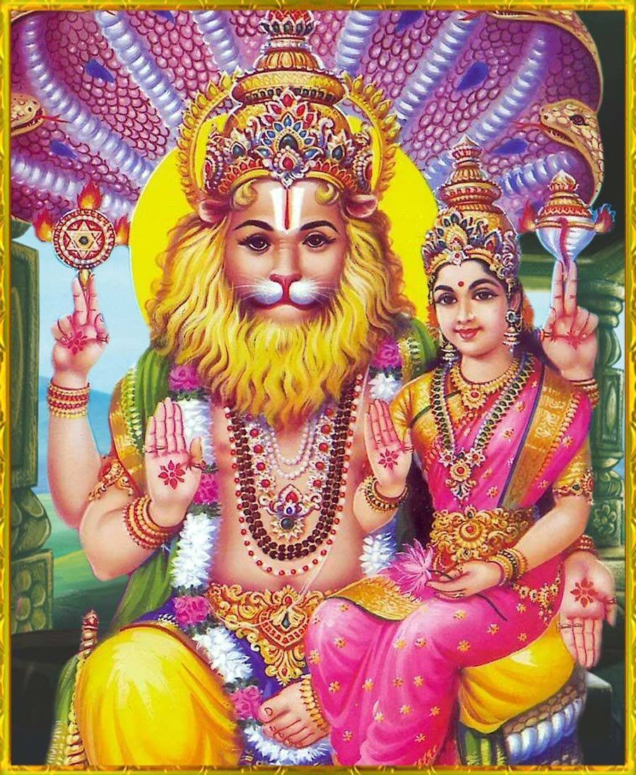 Señor Narasimha y Lakshmi Fondos de pantalla