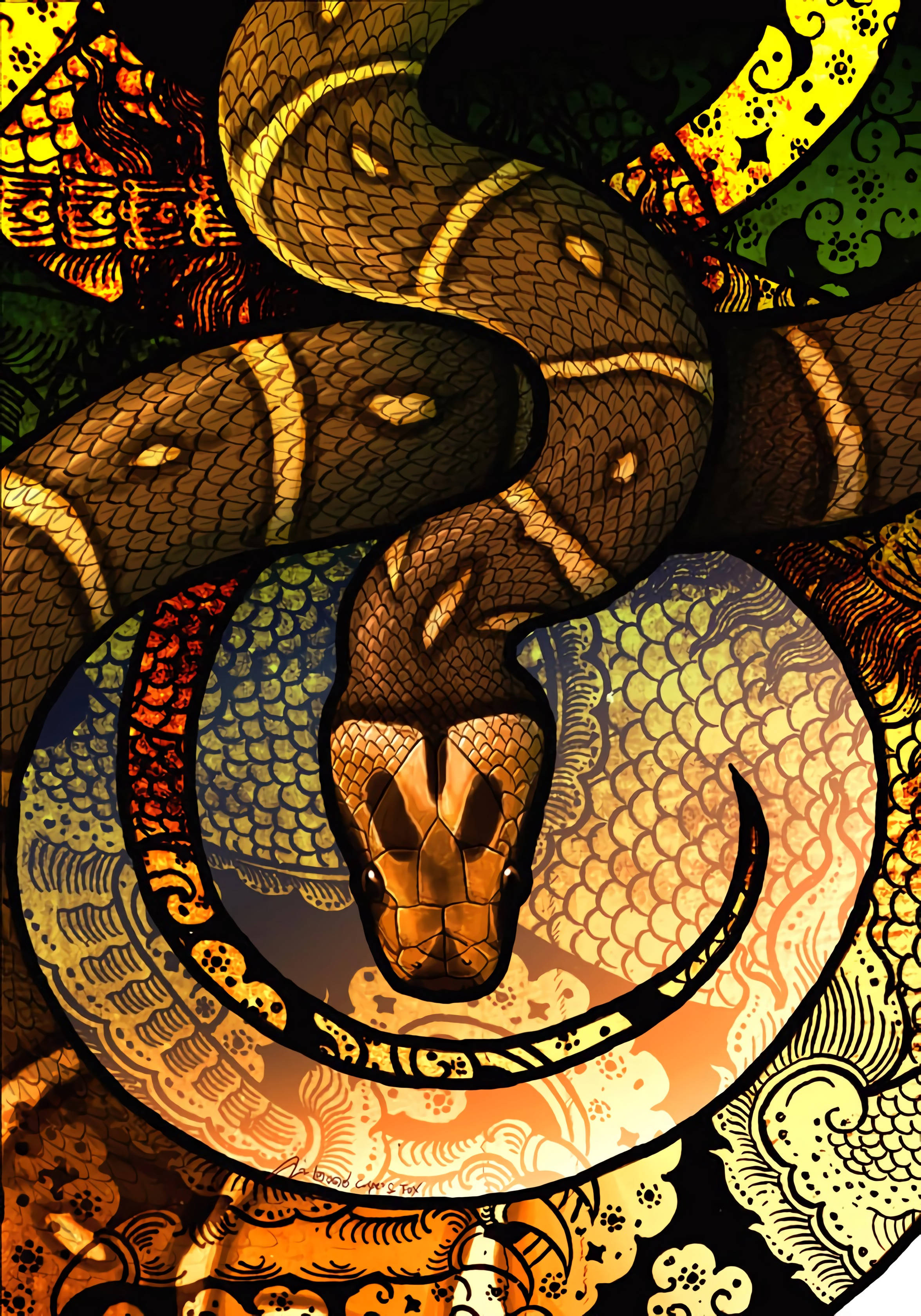 Serpiente Marrón en Patrón Artístico Fondos de pantalla