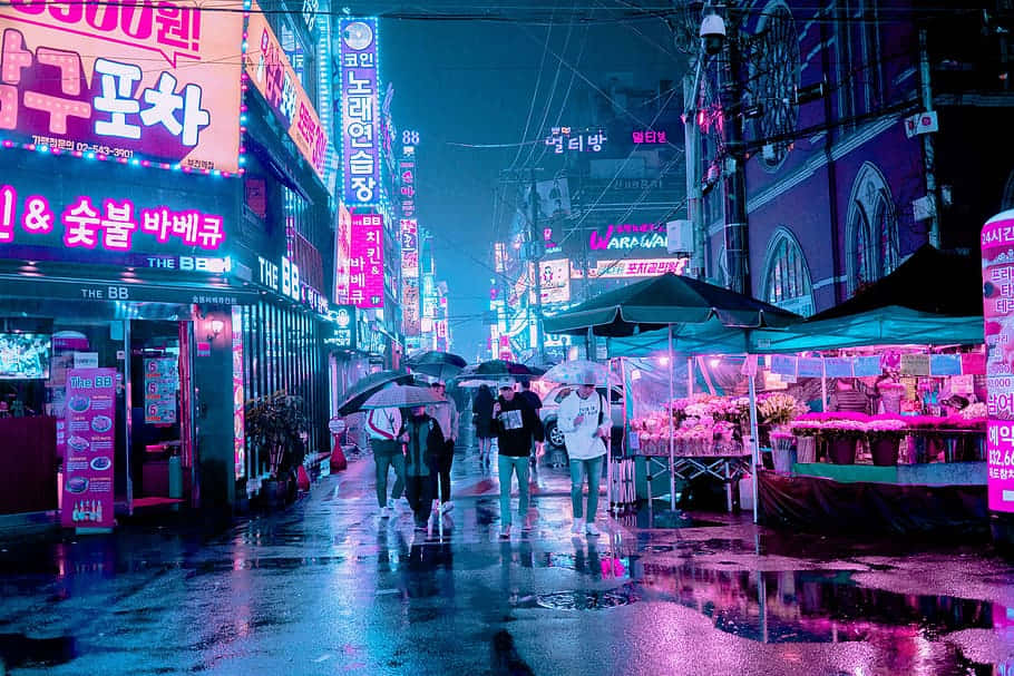 Seúl Ciudad Rosa Neón Fondos de pantalla