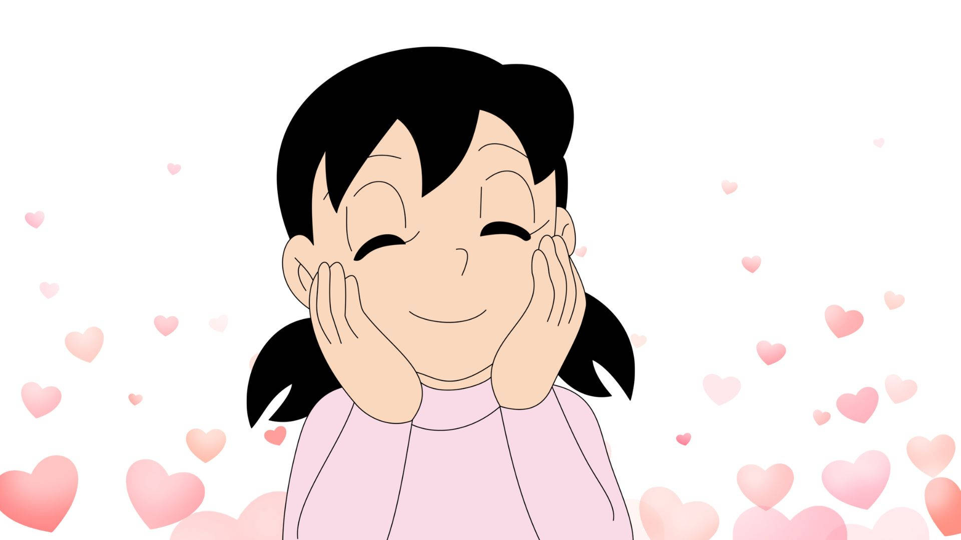 Shizuka Doraemon Sosteniendo Mejillas Fondos de pantalla