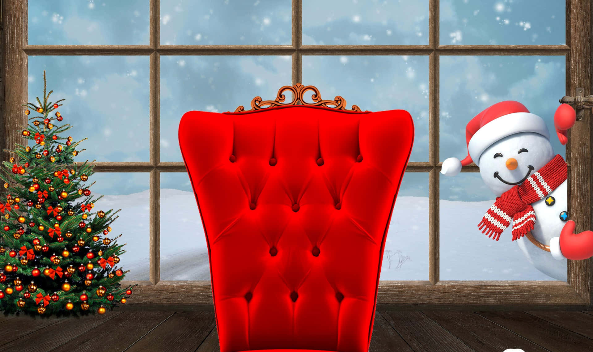 Silla Elegante Roja Arte Digital Fondo Navideño para Teams Fondos de pantalla