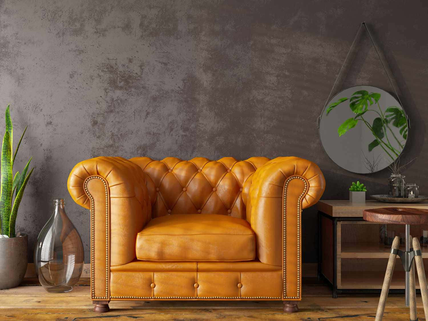Sillón de Lectura Fauteuil de Cuero Amarillo Fondos de pantalla