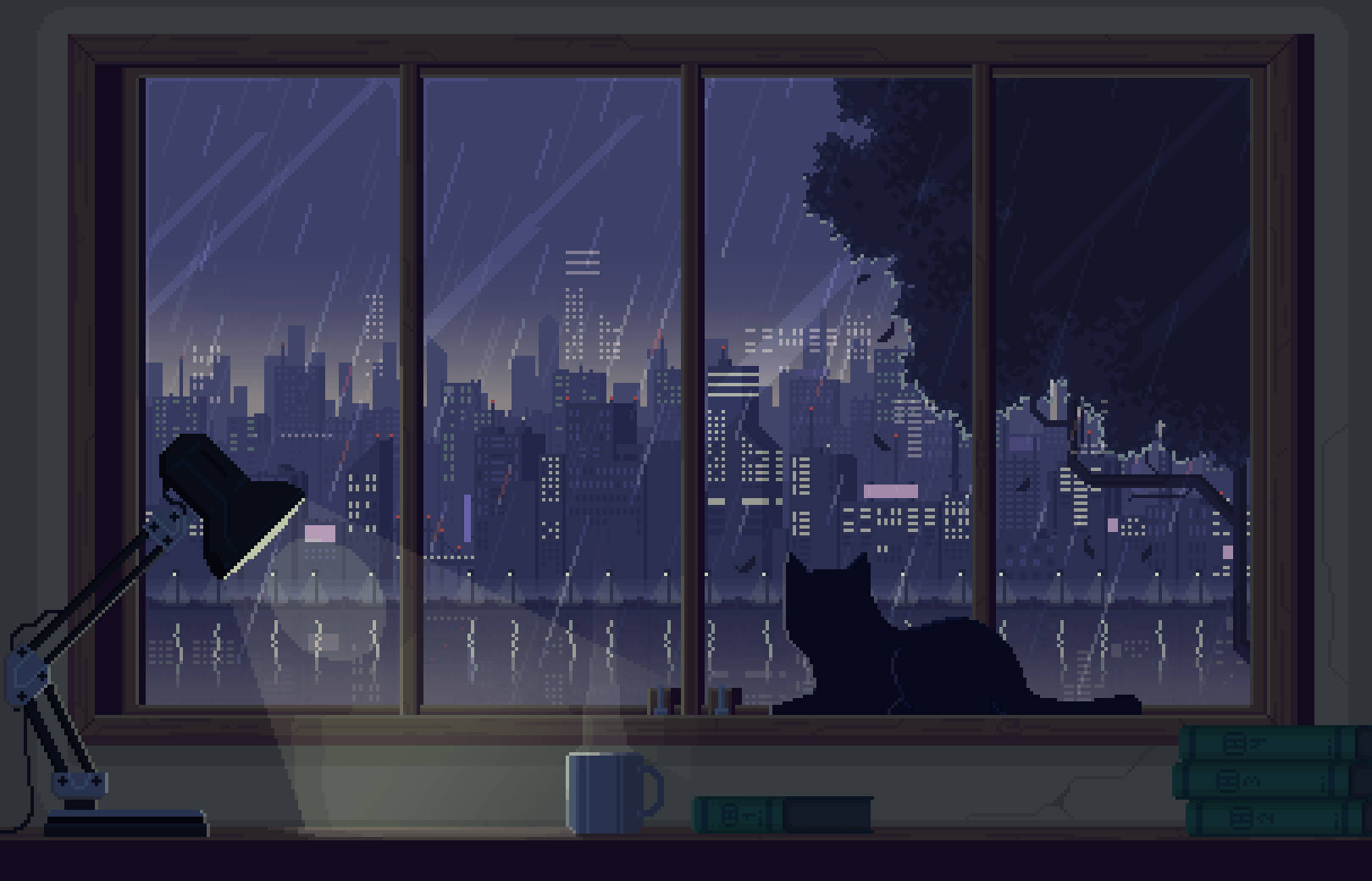 Silueta Azul de Gato Anime Estética Fondos de pantalla