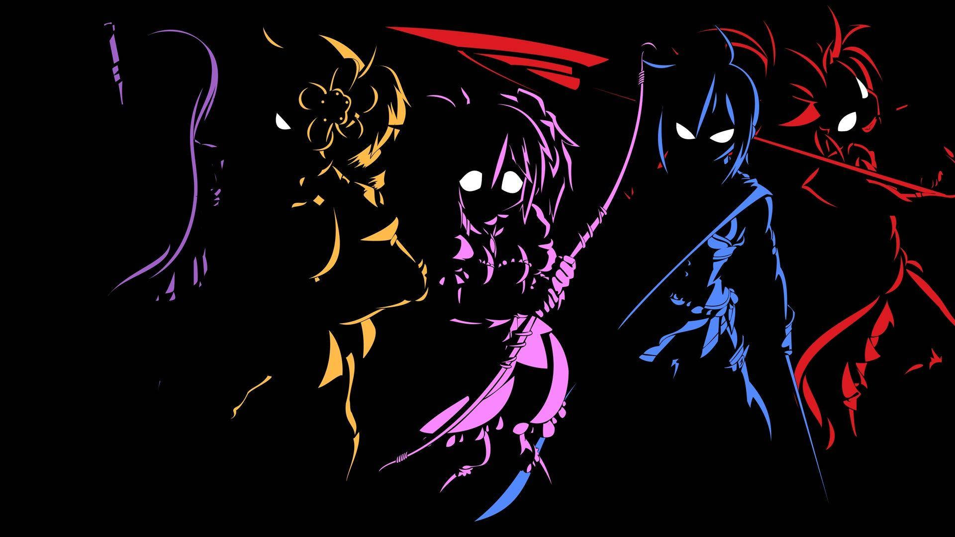 Silueta Colorida de Personaje de Anime Oscuro Fondos de pantalla