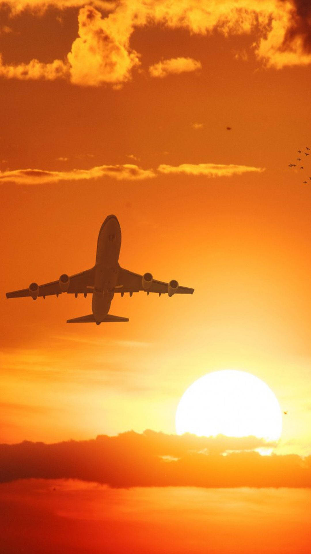 Silueta de Avión al Atardecer Android Fondos de pantalla