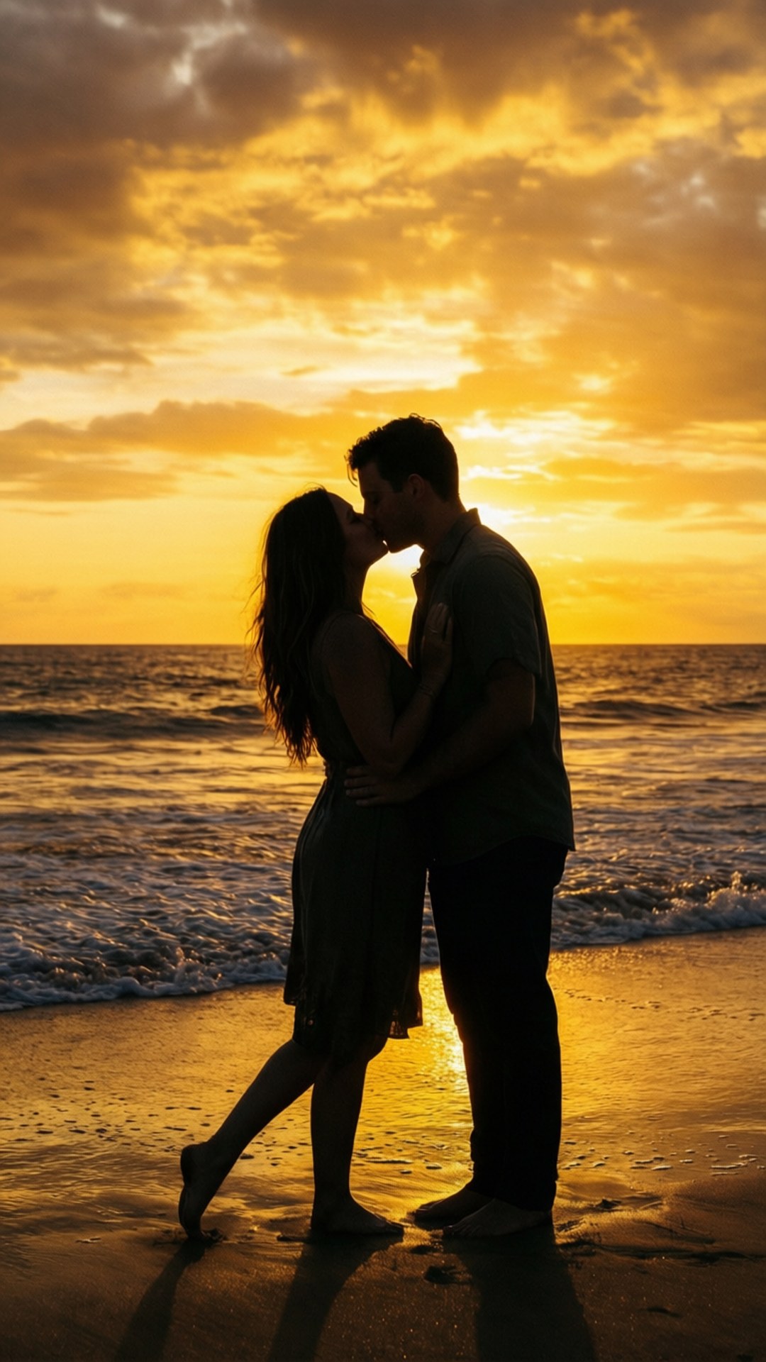 Silueta de Beso al Atardecer Fondos de pantalla
