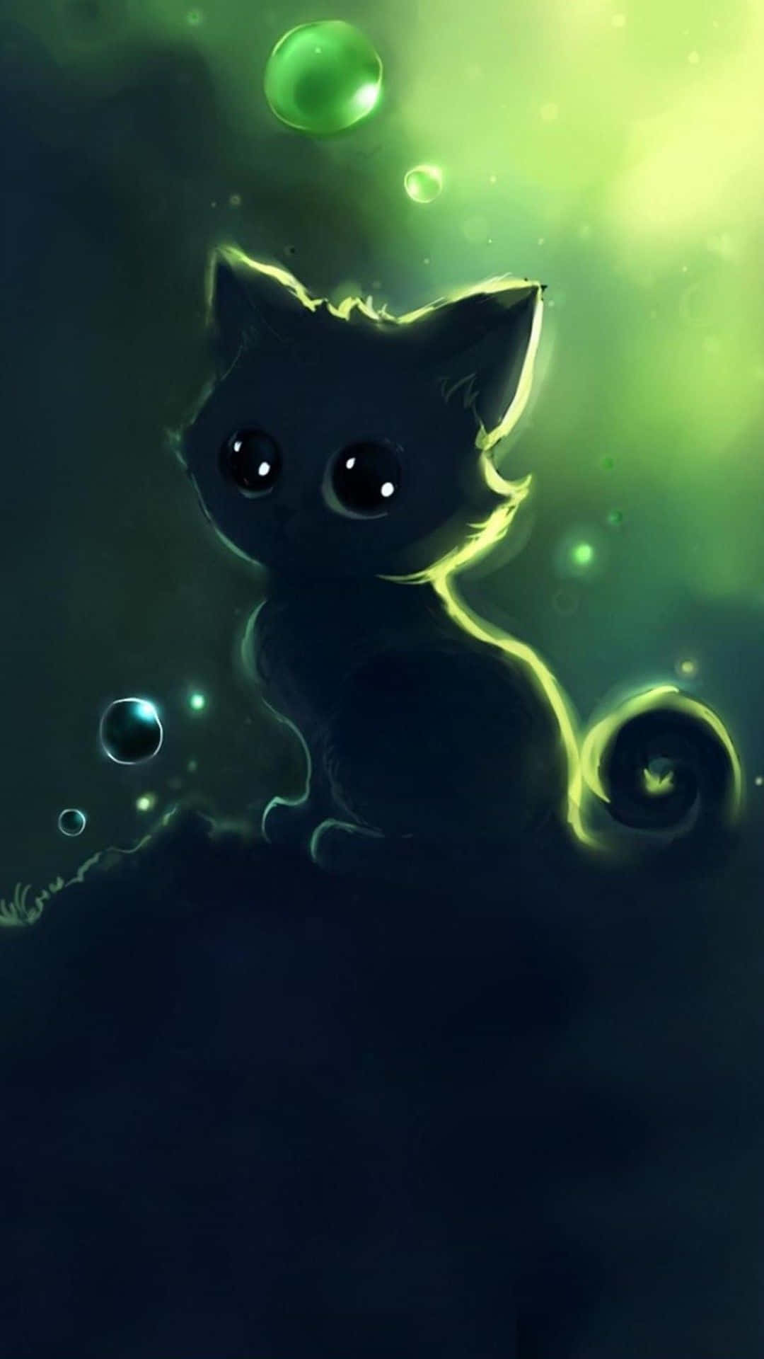 Silueta de Gato Anime Kawaii Fondos de pantalla