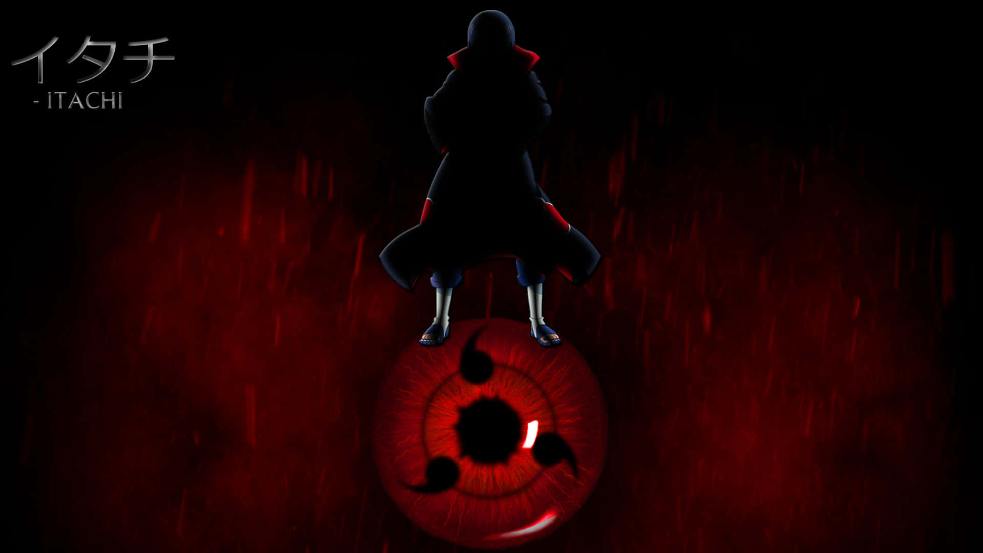 Silueta de Itachi de Pie con Mangekyou Sharingan Fondos de pantalla
