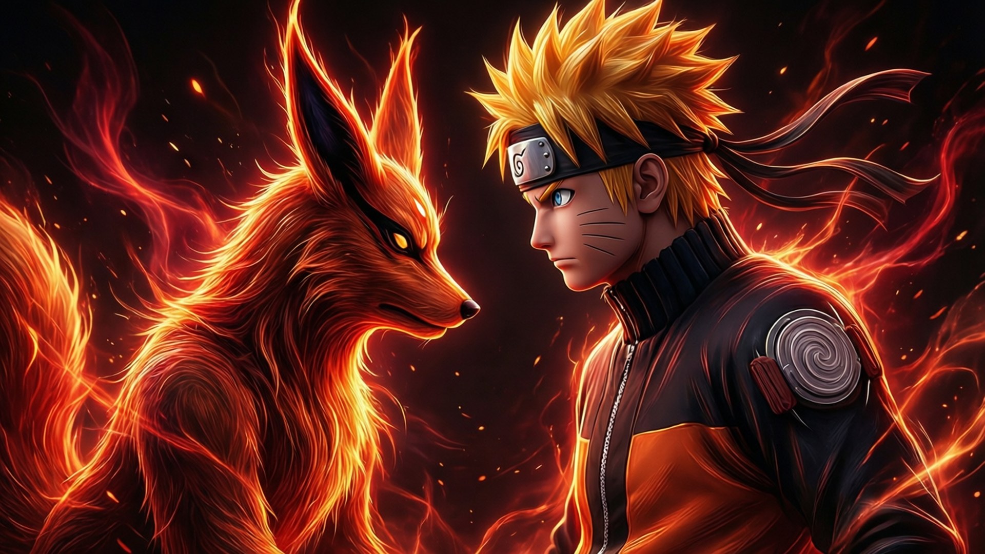 Silueta de Kurama y Naruto Fondos de pantalla