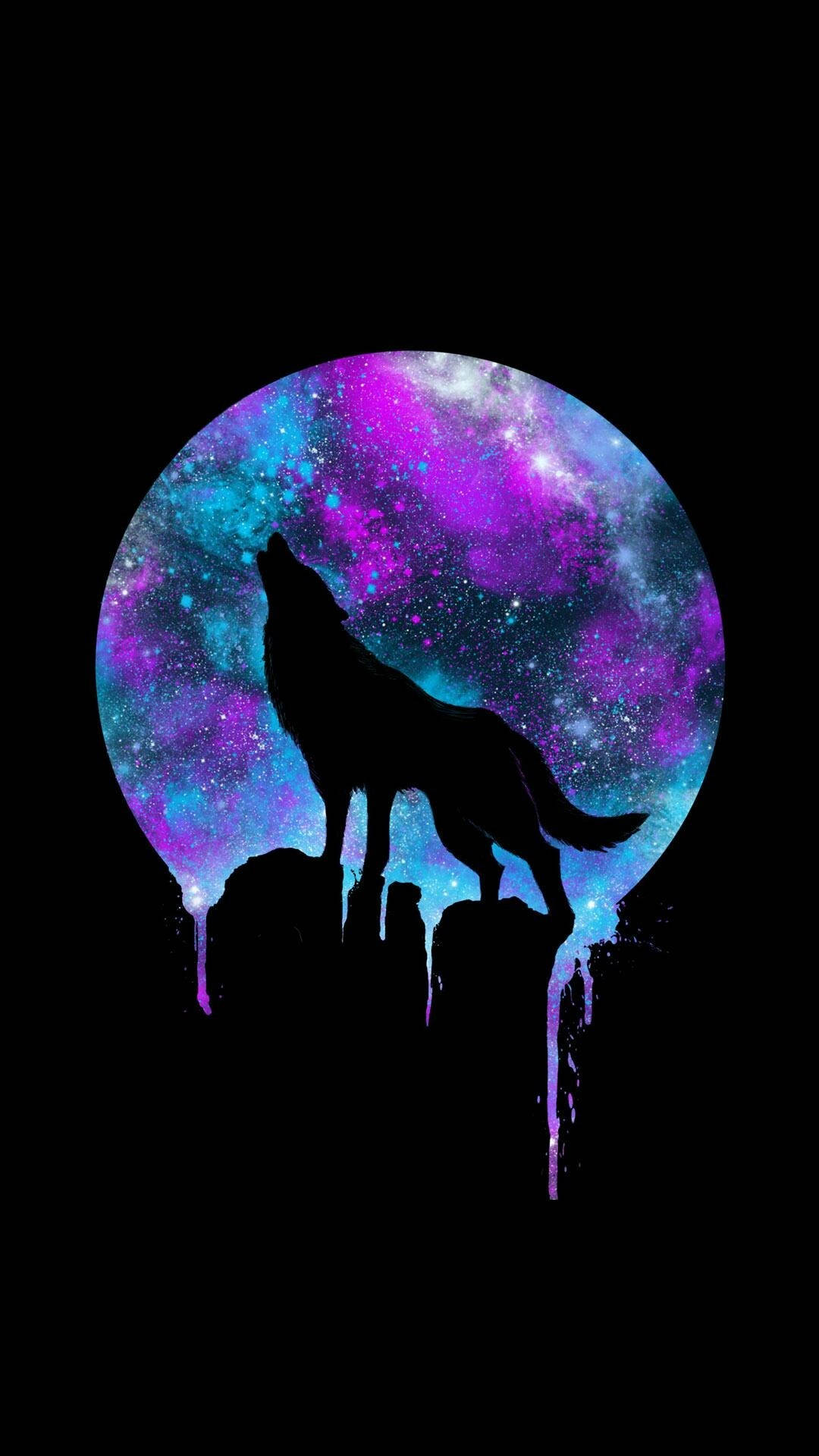 Silueta de Lobo Galaxia Negra Fondos de pantalla