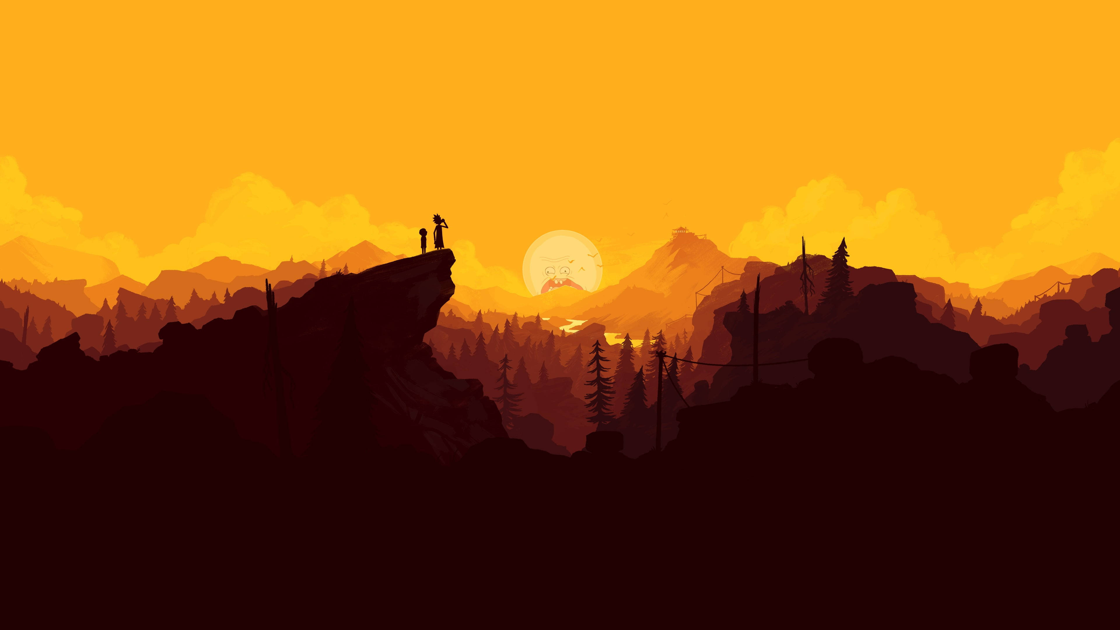 Silueta de madre e hijo al atardecer dorado Fondos de pantalla