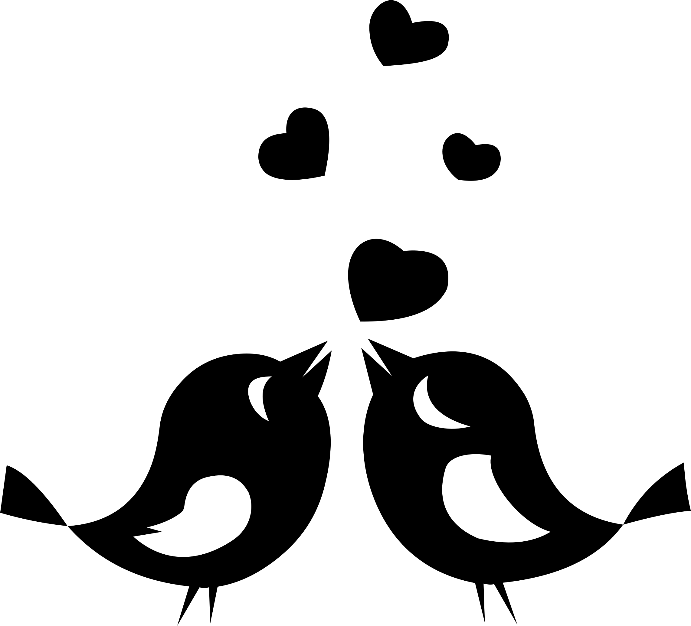 Silueta de Pájaros Enamorados Blanco y Negro Fondos de pantalla