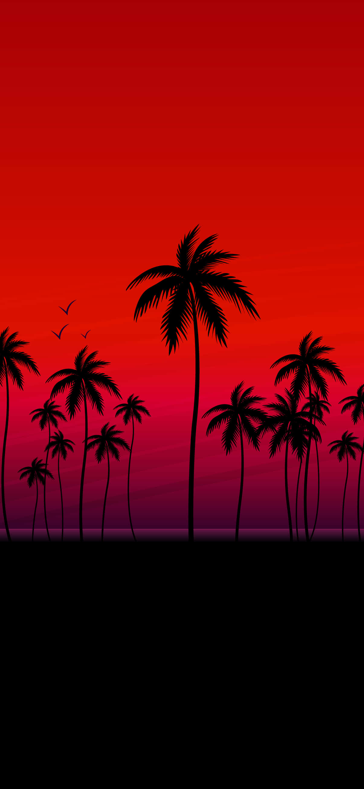 Silueta de Palmeras Fondo Rojo Estético Fondos de pantalla