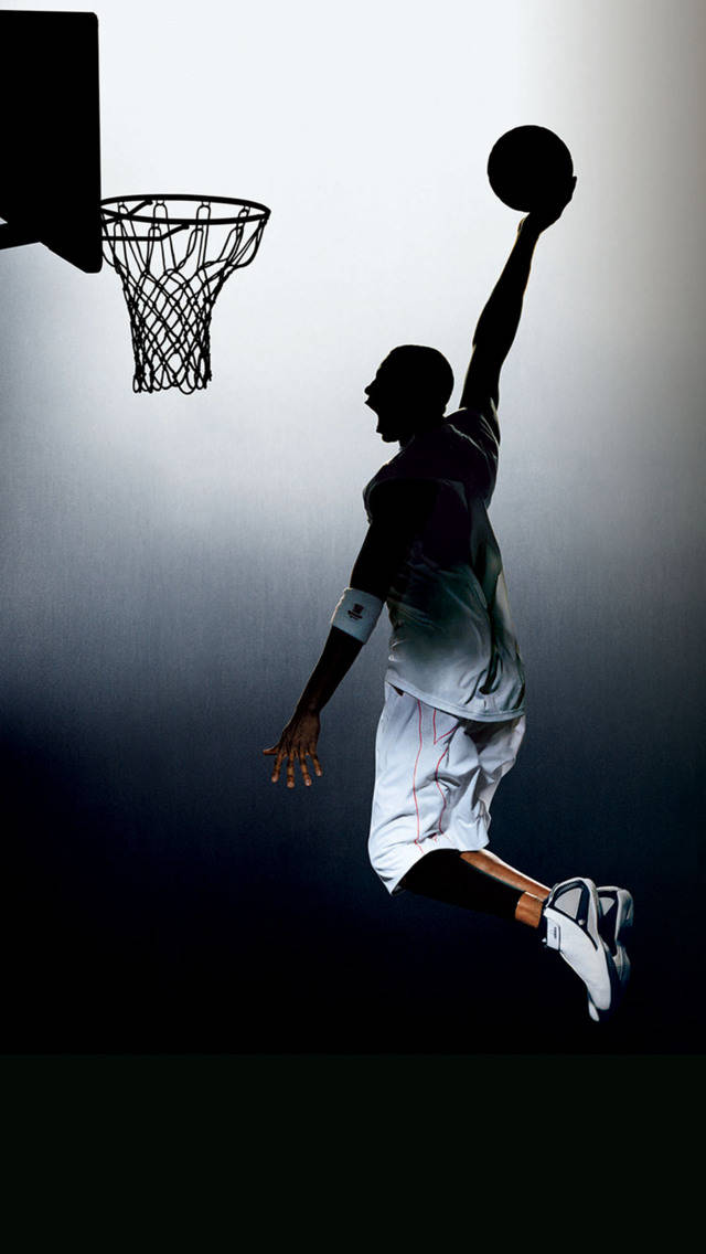 Silueta de un hombre clavando un balón de baloncesto para iPhone deportivo Fondos de pantalla