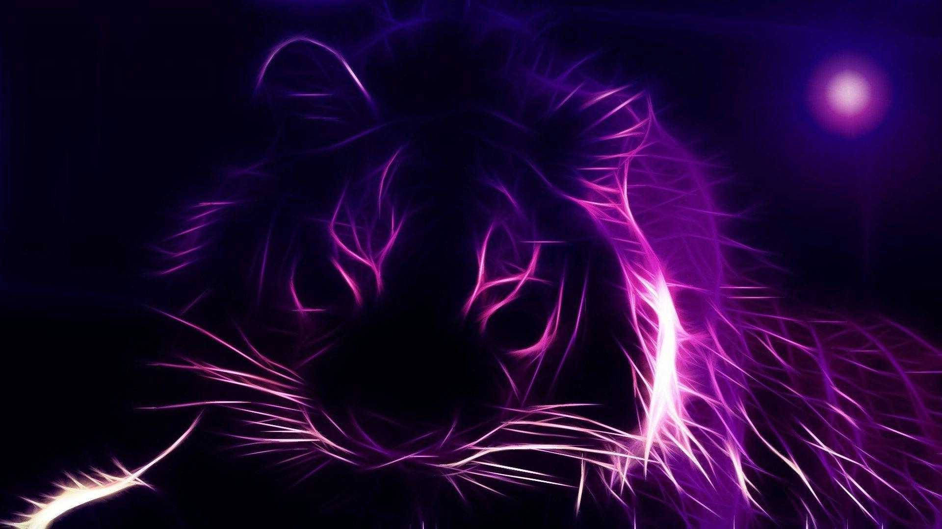 Silueta estética de tigre en neón púrpura Fondos de pantalla