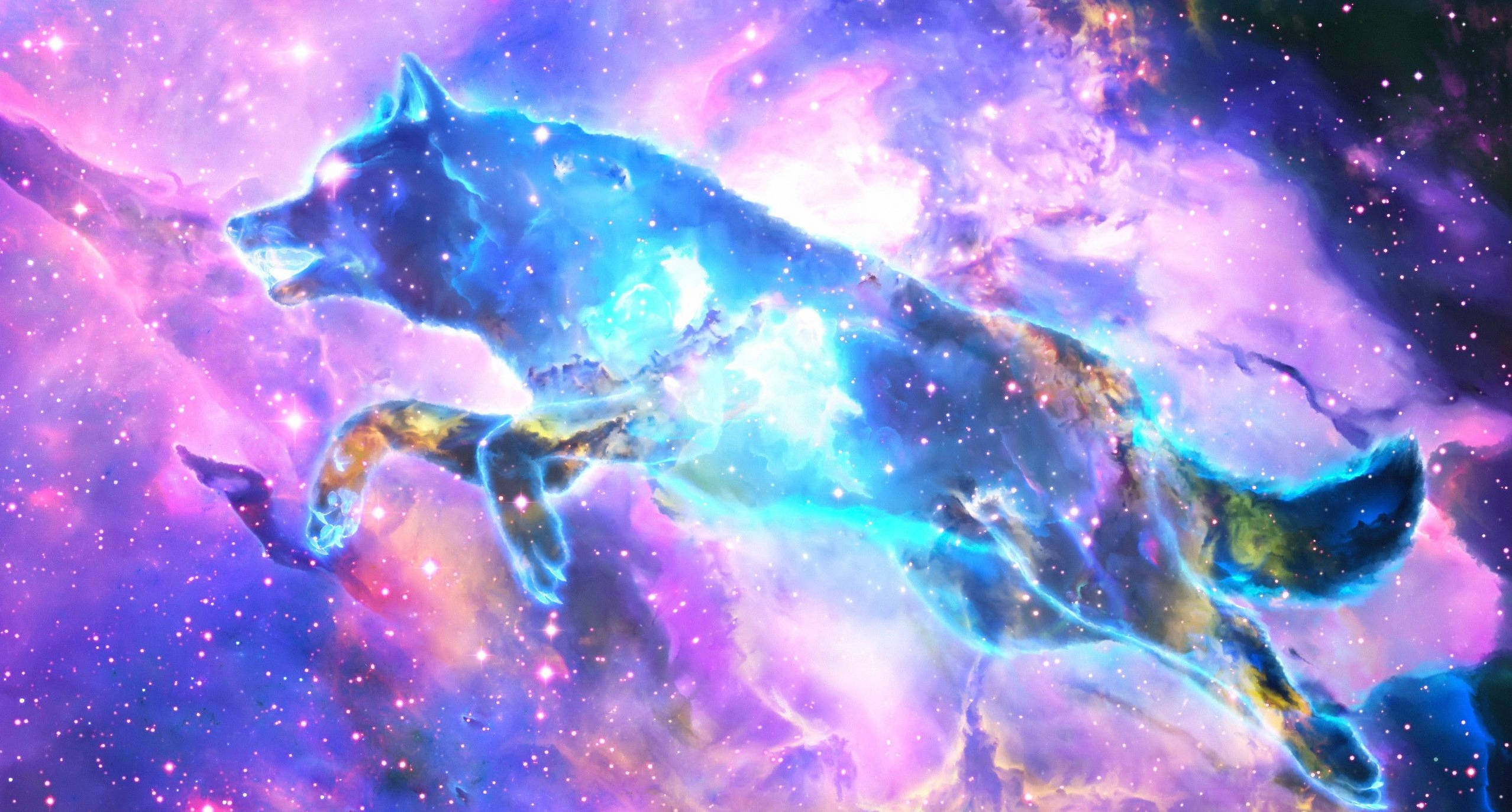 Silueta Púrpura de Lobo Galáctico Fondos de pantalla
