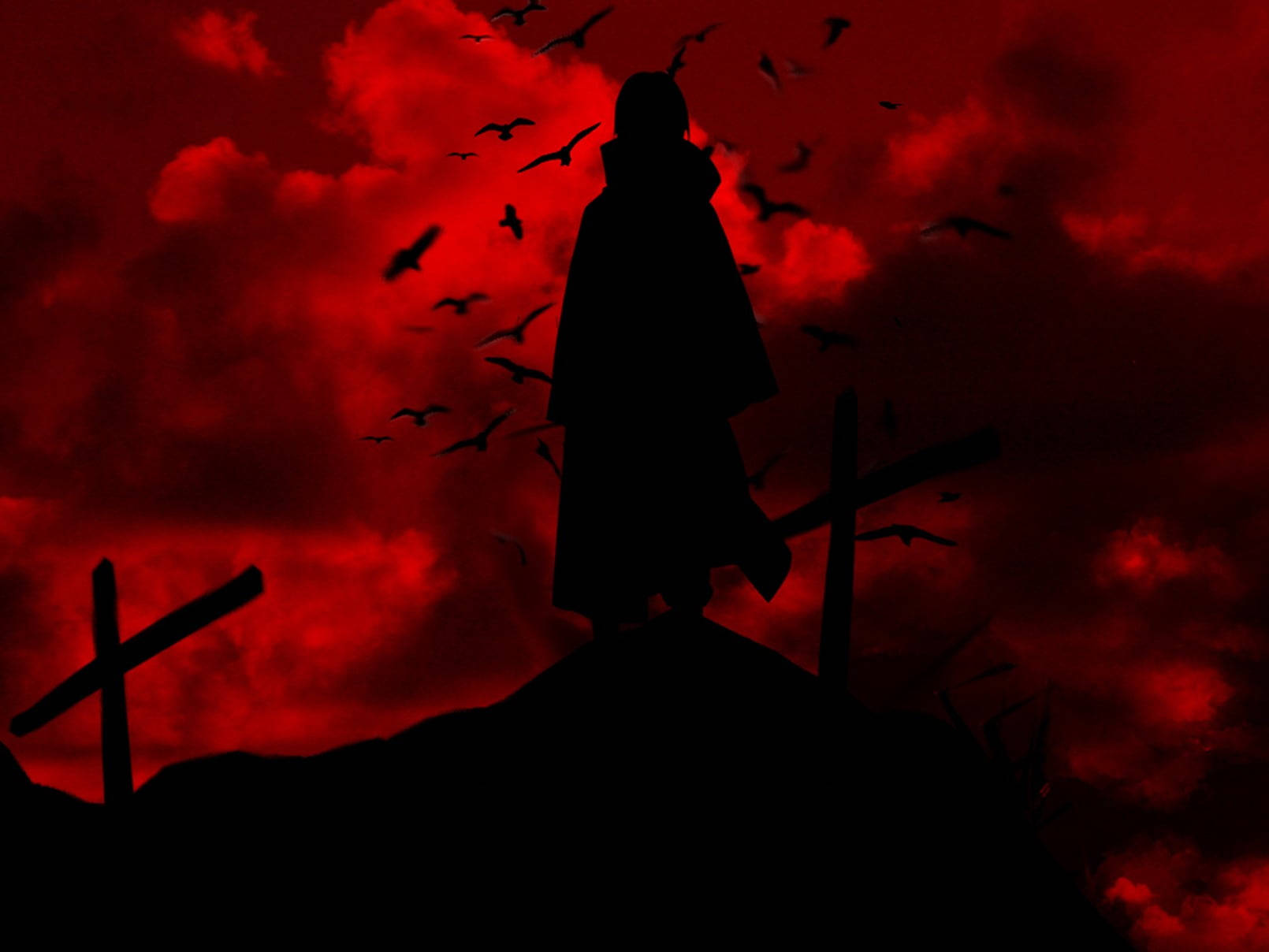Silueta Roja de Anime Fondos de pantalla