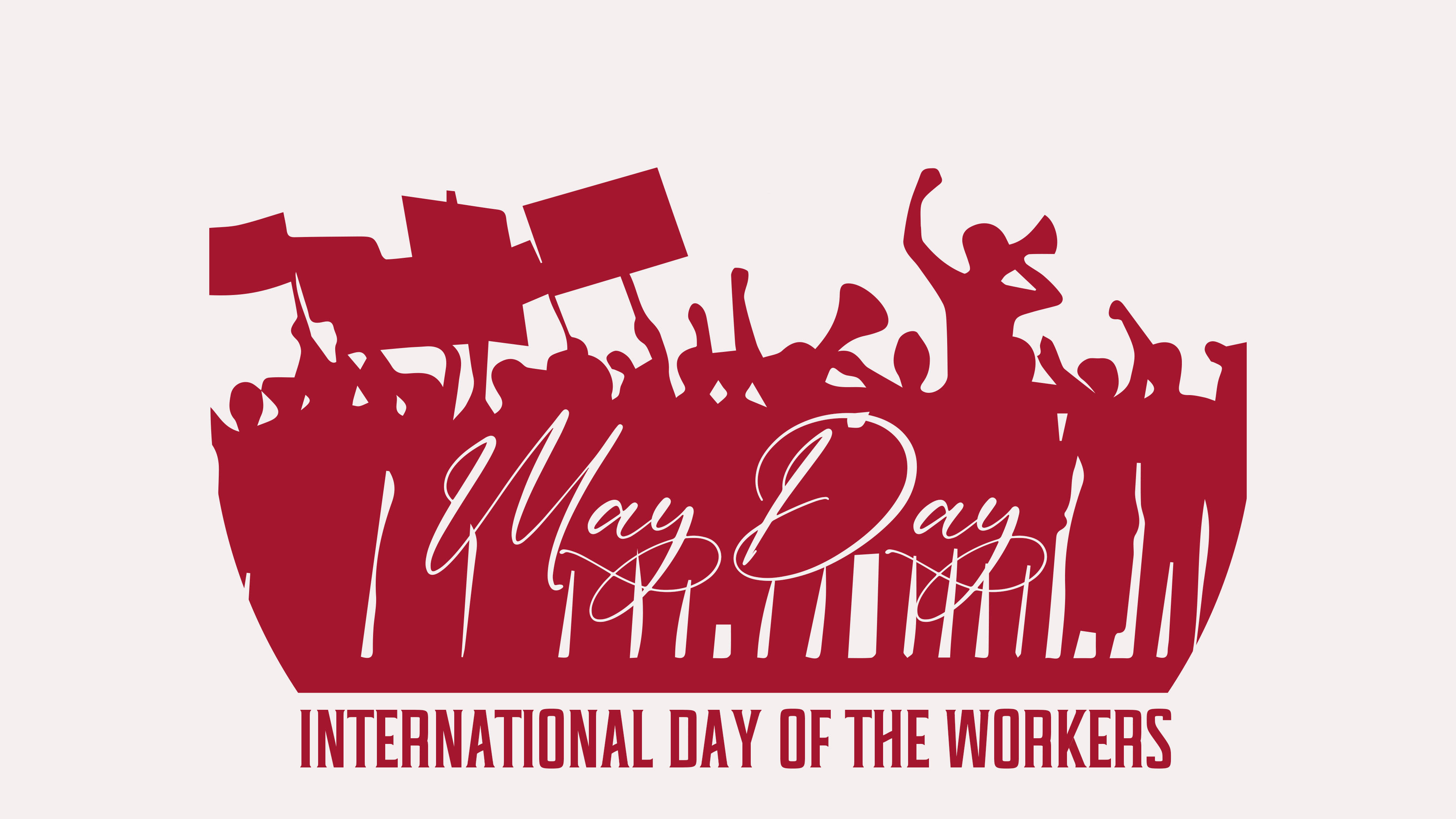 Silueta Roja de Trabajadores del Día del Trabajo Fondos de pantalla