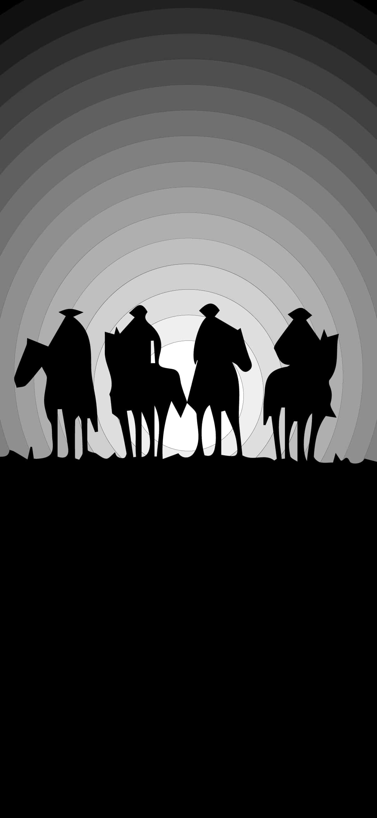 Silueta solitaria de un vaquero contra un vibrante atardecer en la pantalla de un iPhone Fondos de pantalla