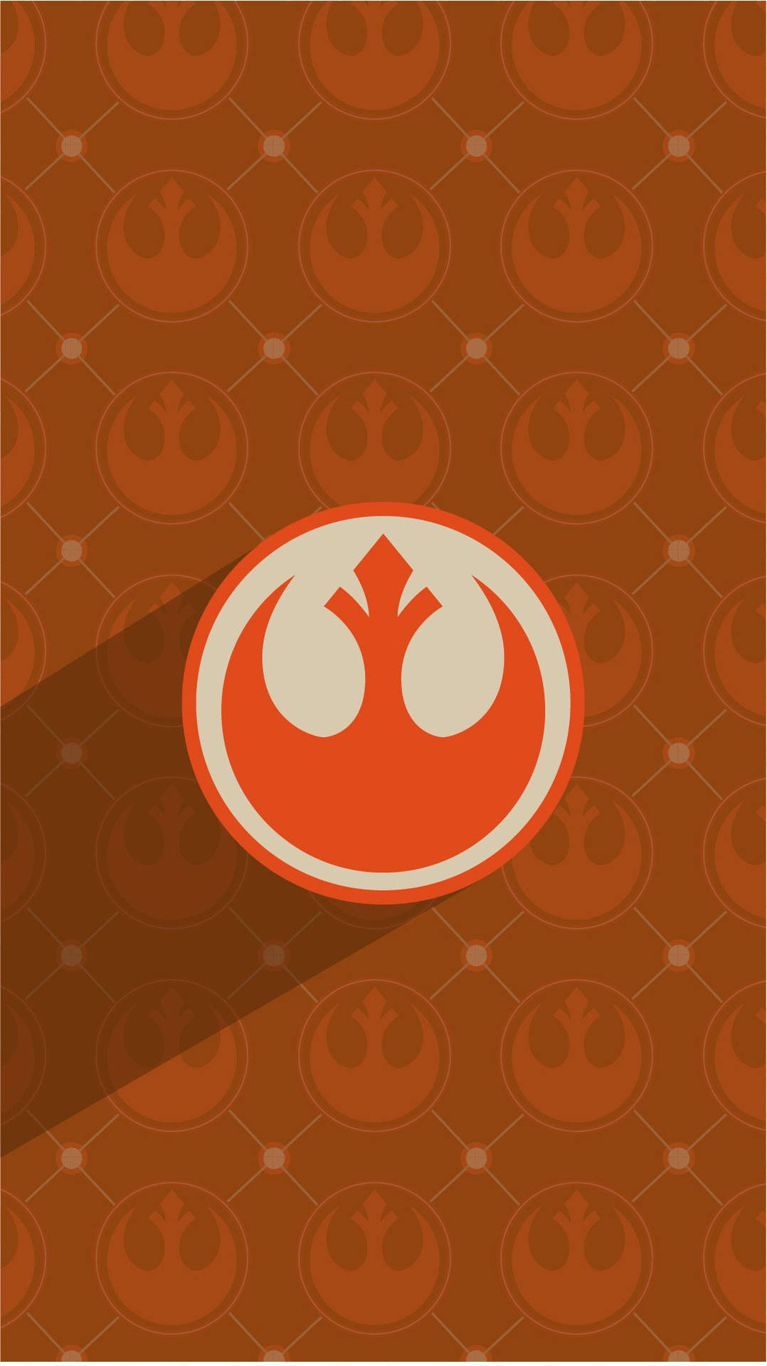 Un impresionante fondo de pantalla para móvil de un gran símbolo de Star Wars sobre un fondo naranja
