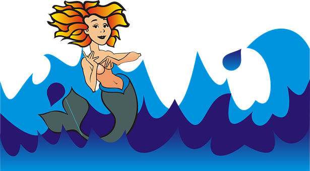 Sirena de Colores con Olas de Dibujos Animados Fondos de pantalla