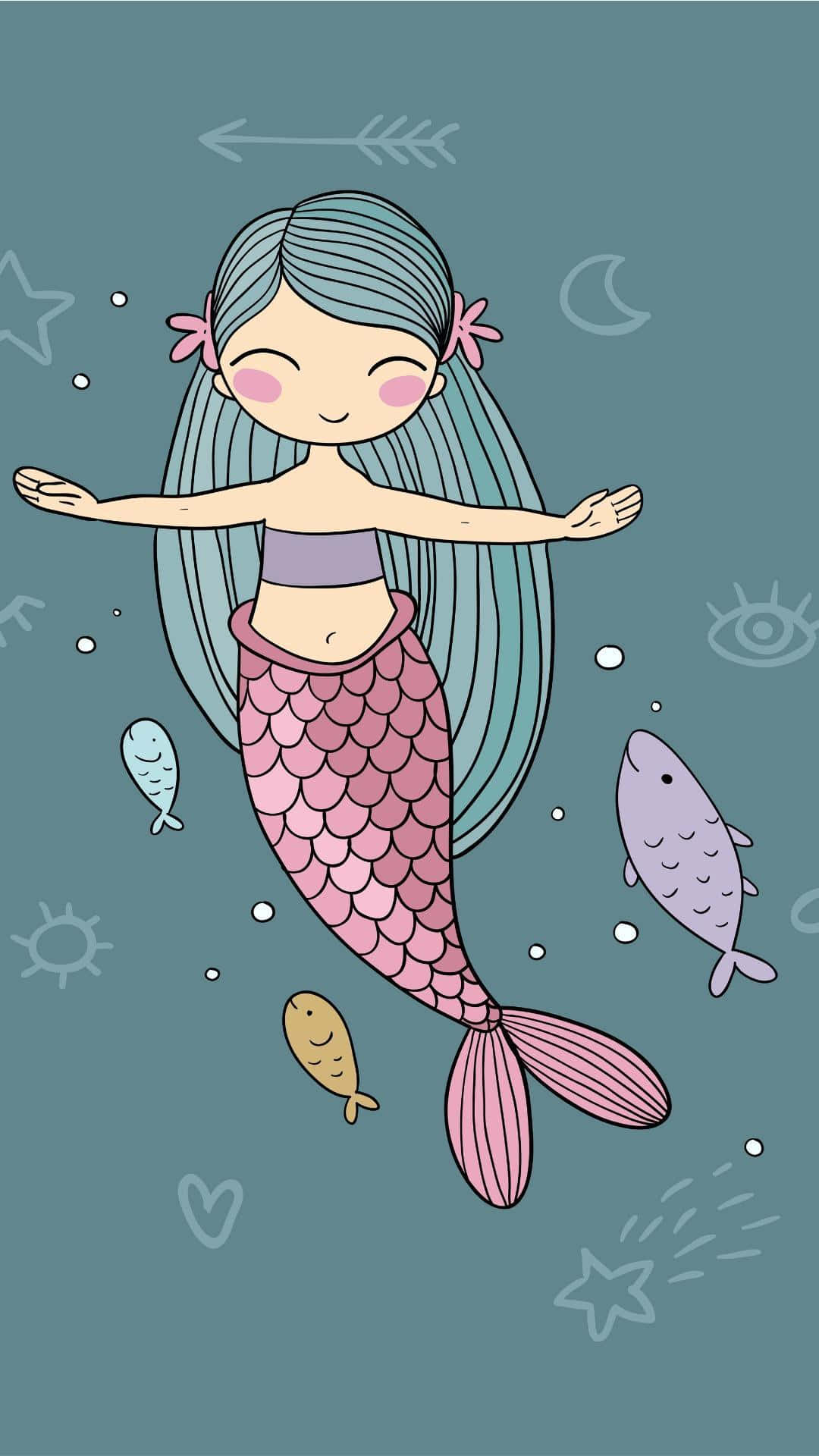 Sirena Linda Dibujo Digital Pez Fondos de pantalla