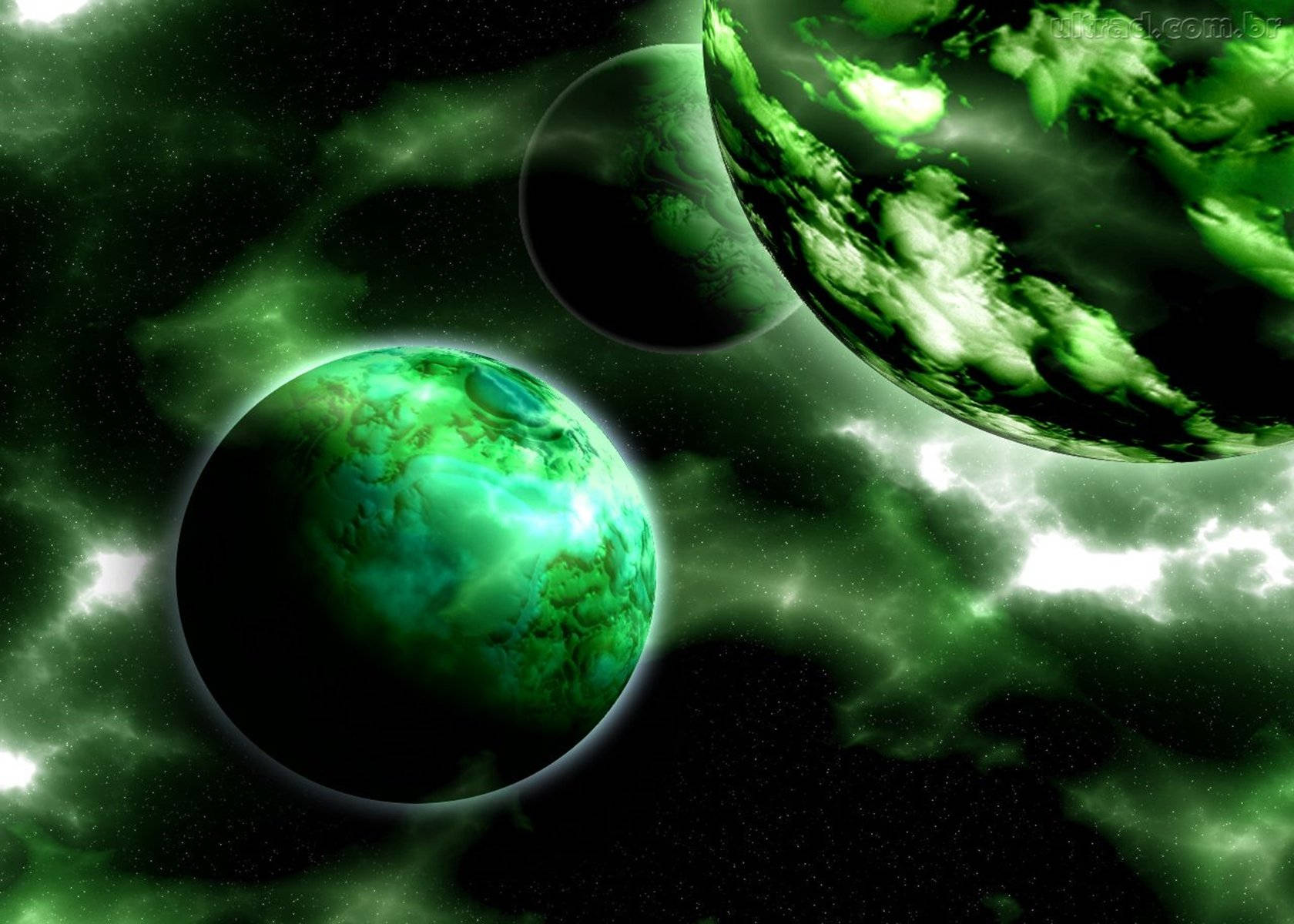 Sistema Glow Verde Espacial Fondos de pantalla