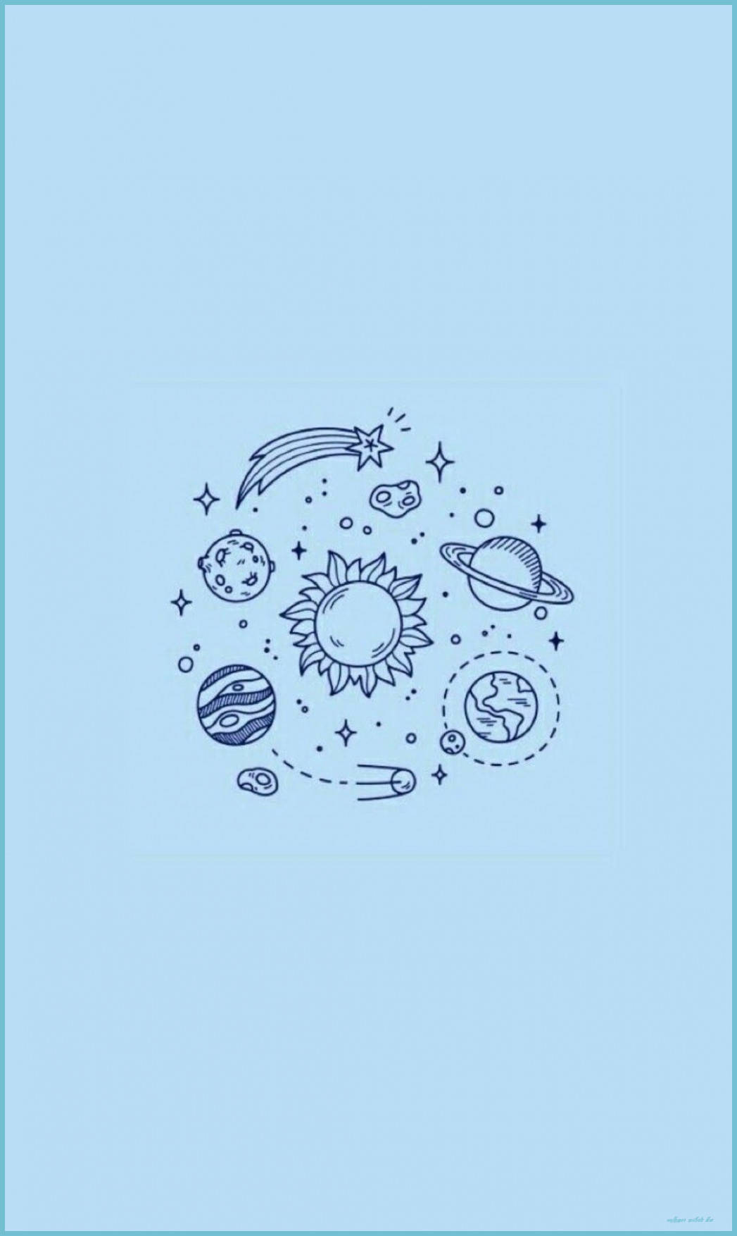 Sistema Solar Estético Azul Simple Fondos de pantalla