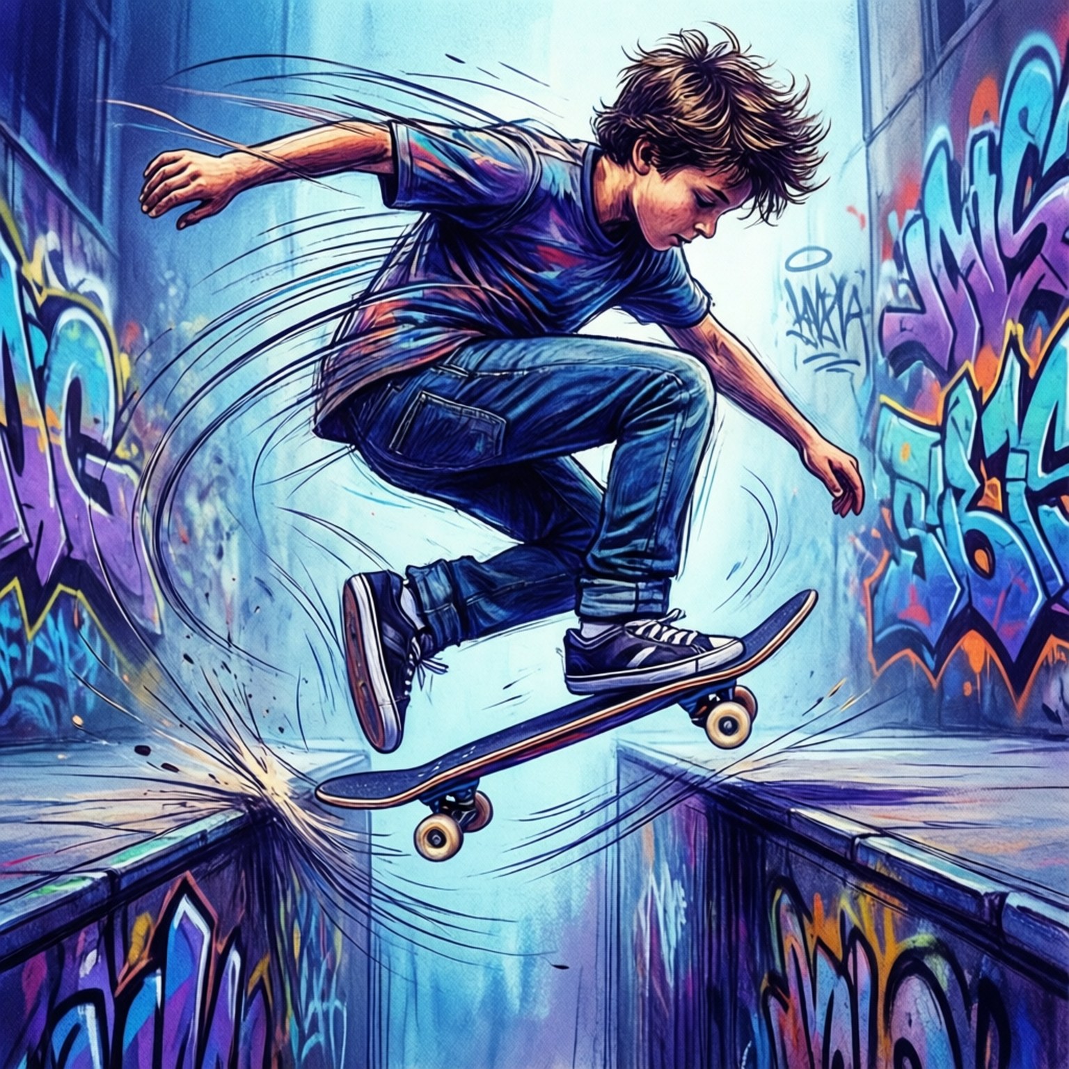 Skater en Movimiento Artístico Fondos de pantalla