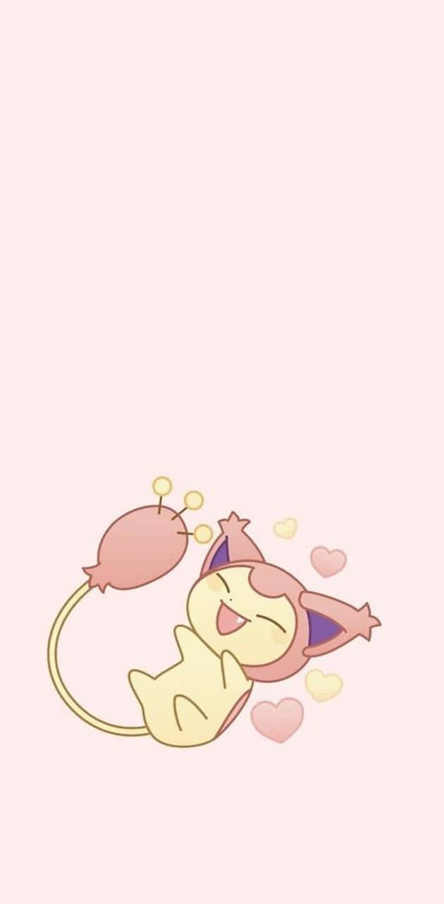 Skitty rosa adorable con corazones Fondos de pantalla