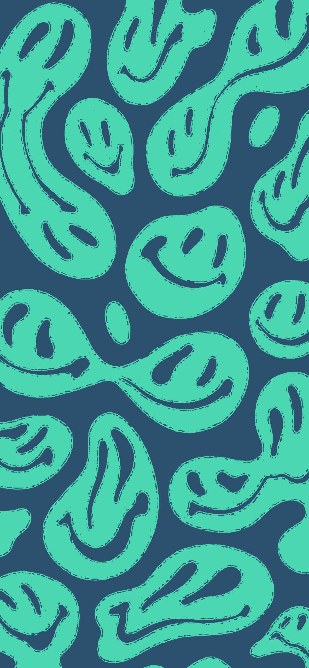 Smiley Azul Distorsionado Estética Psicodélica Fondos de pantalla