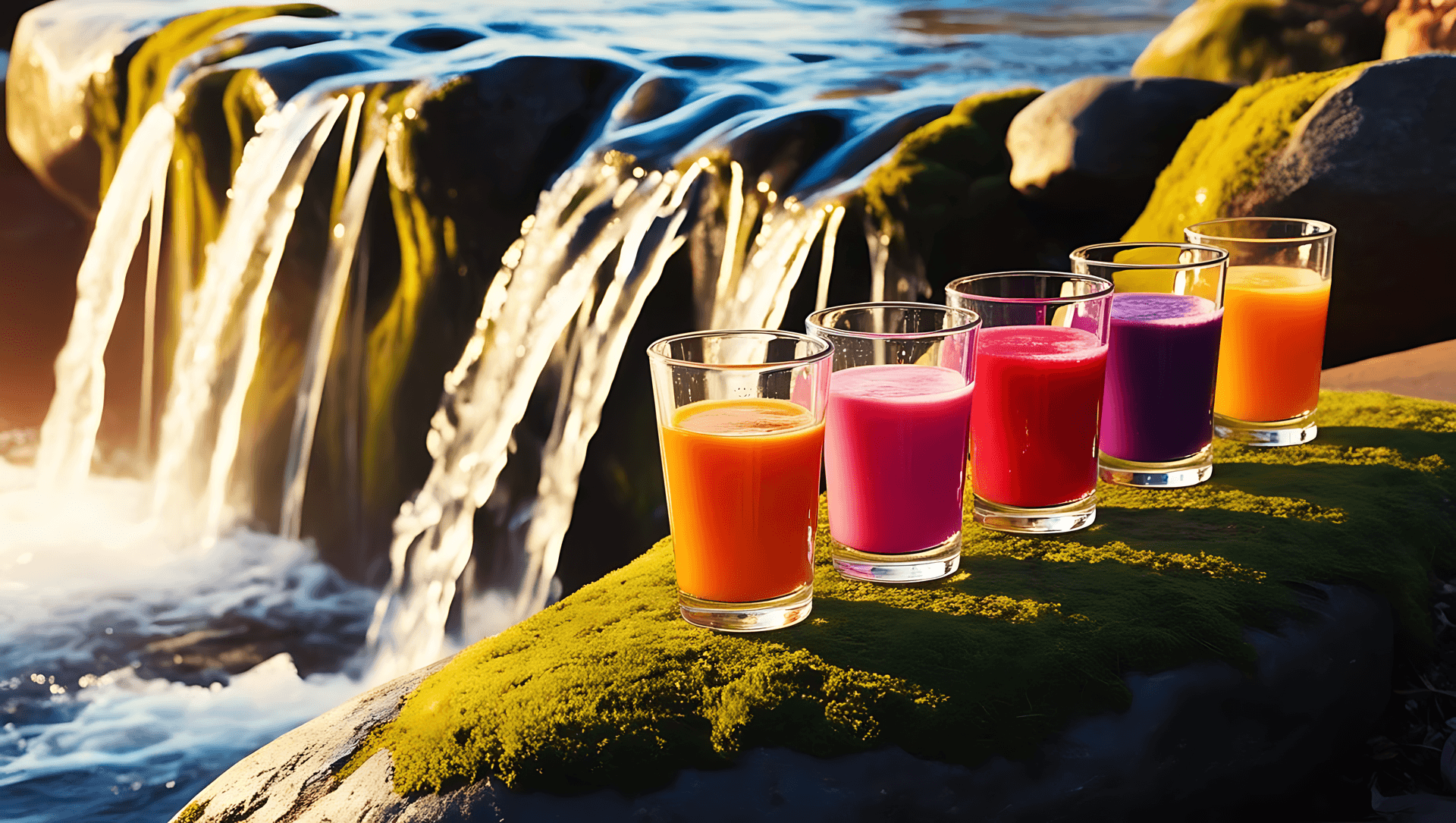 Smoothies junto a la cascada Fondos de pantalla