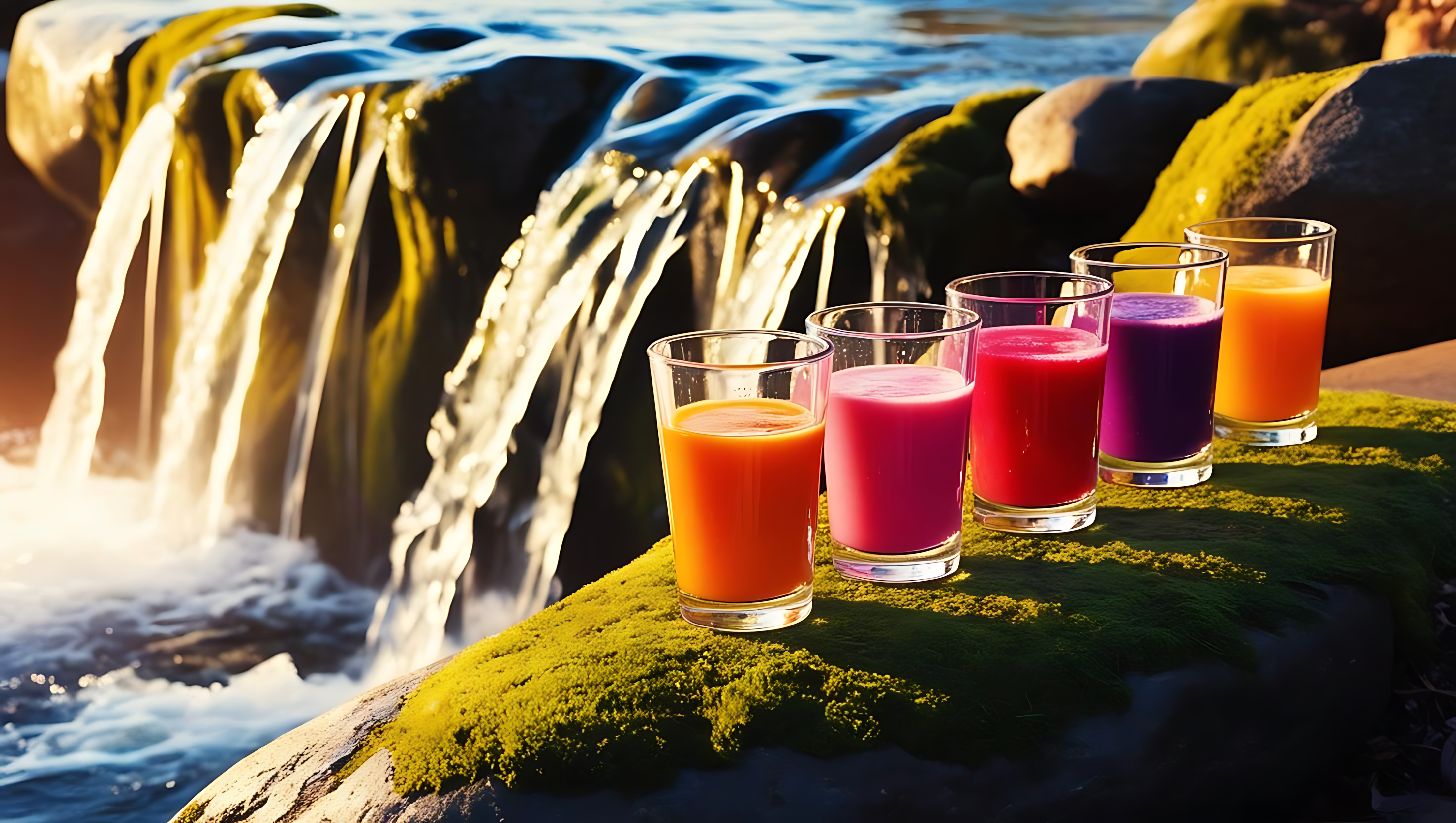 Smoothies junto a la cascada Fondos de pantalla