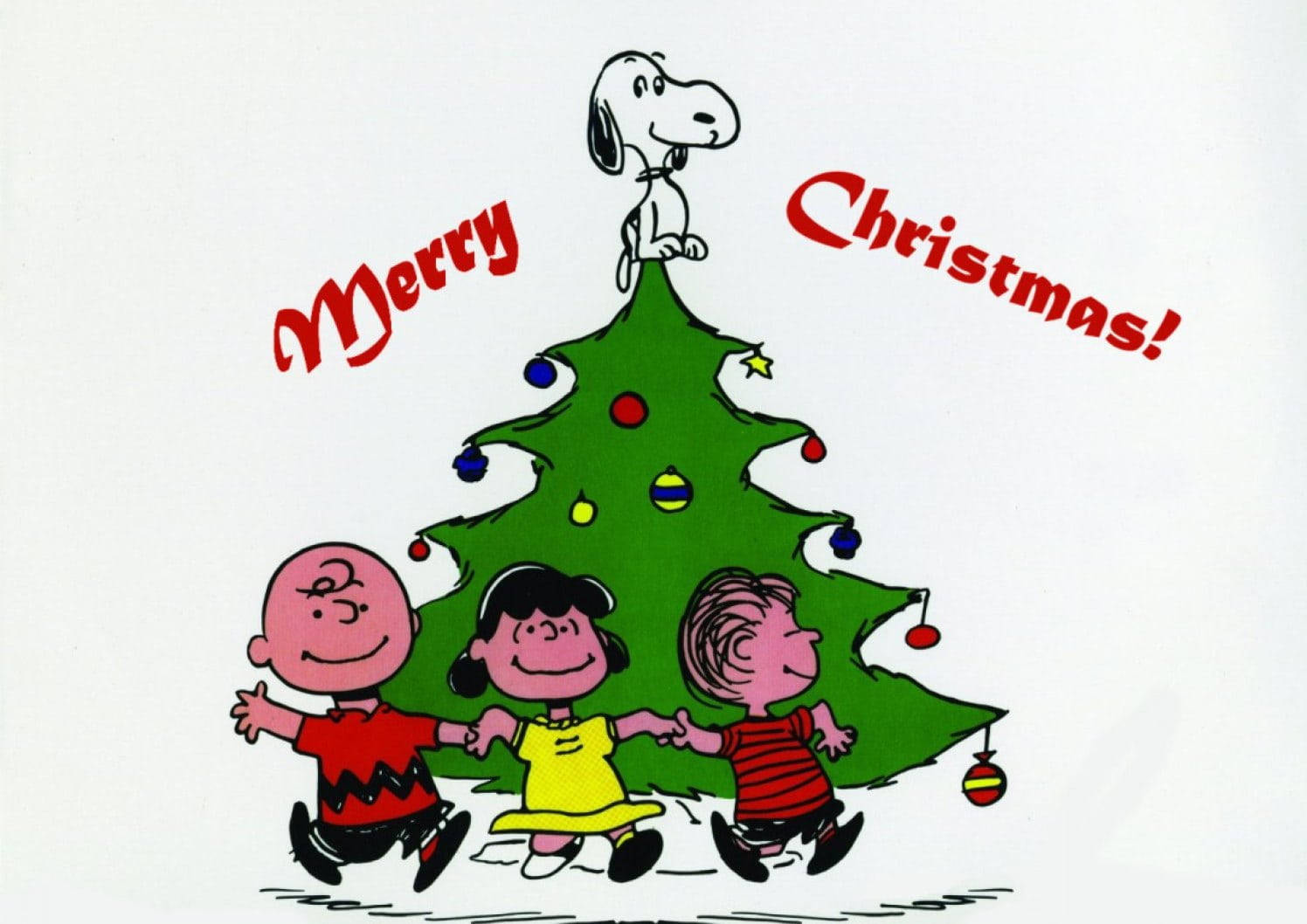 Snoopy en la punta del árbol de Navidad Fondos de pantalla
