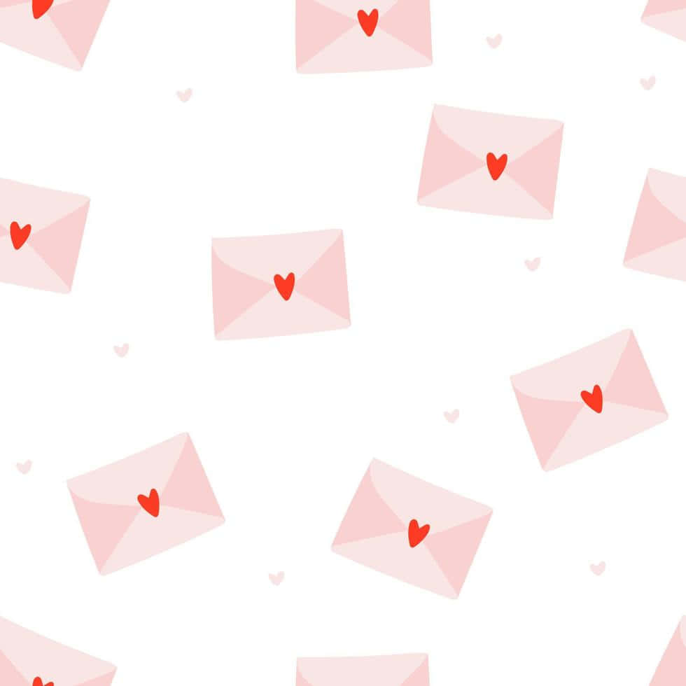 Sobres lindos de San Valentín con patrón de corazones rojos Fondos de pantalla